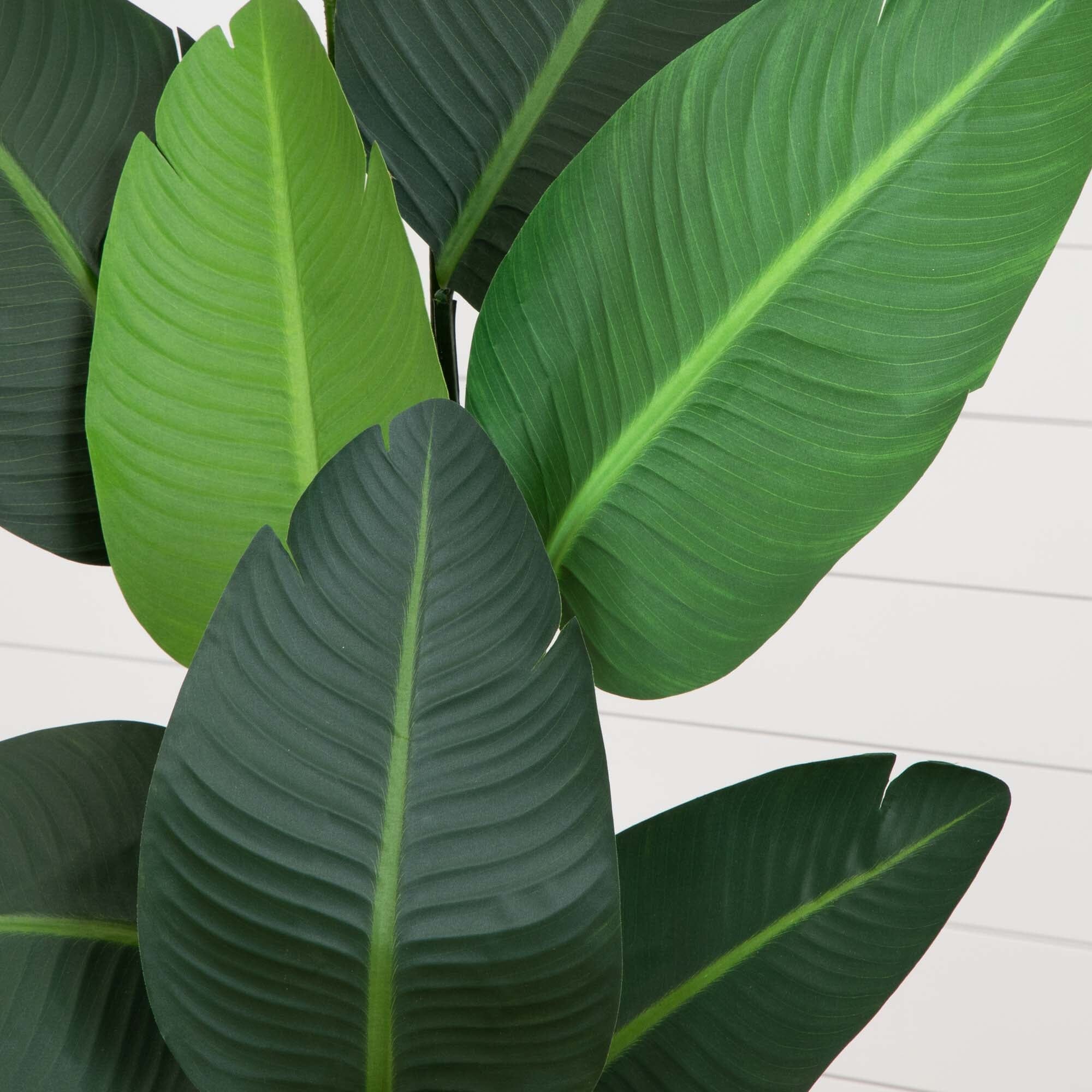 63” Traveler's Palm Artificial tree in White Planter - Image 2