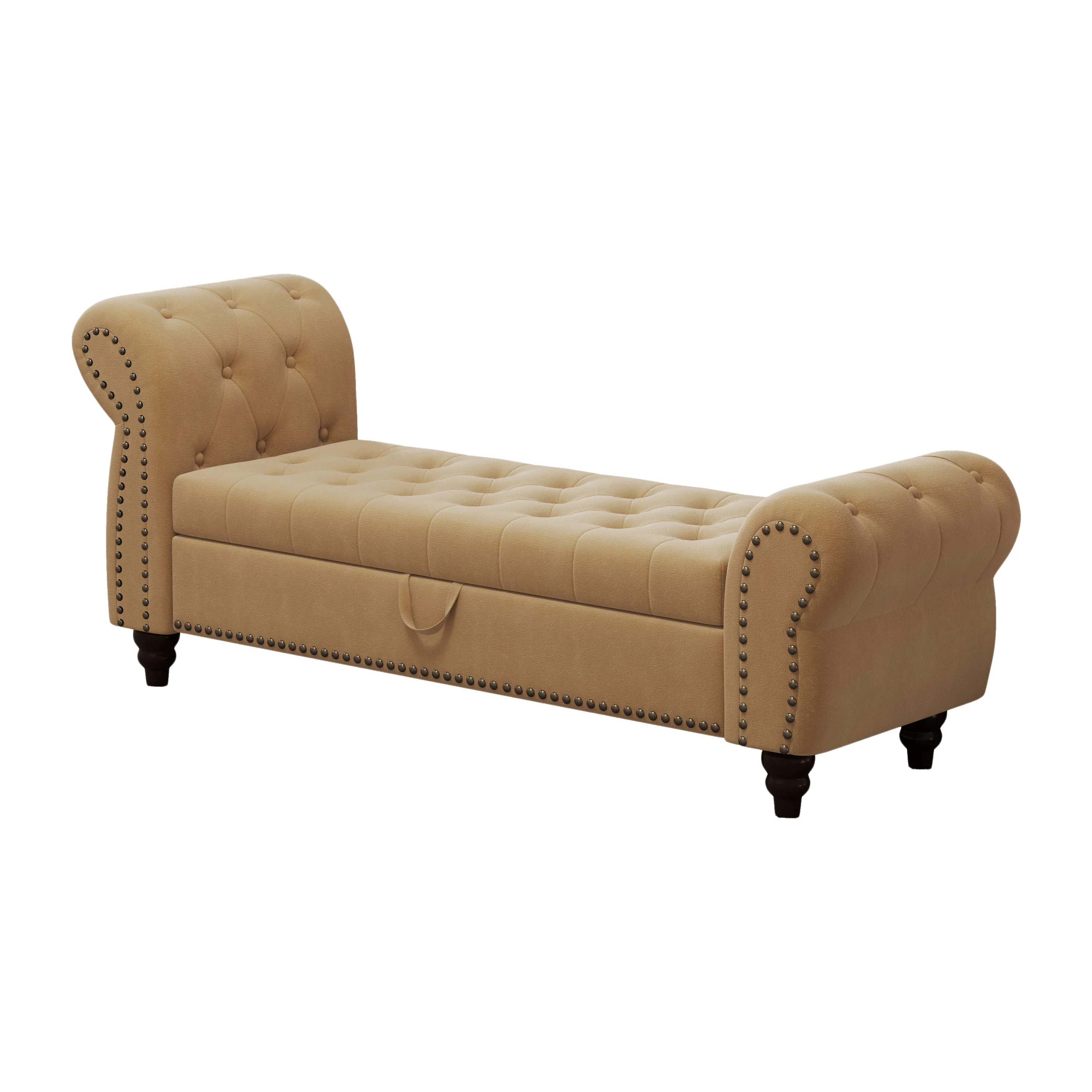 64.5' Velvet Upholstered Bed Bench with Storage and Tufted Nails - Image 10