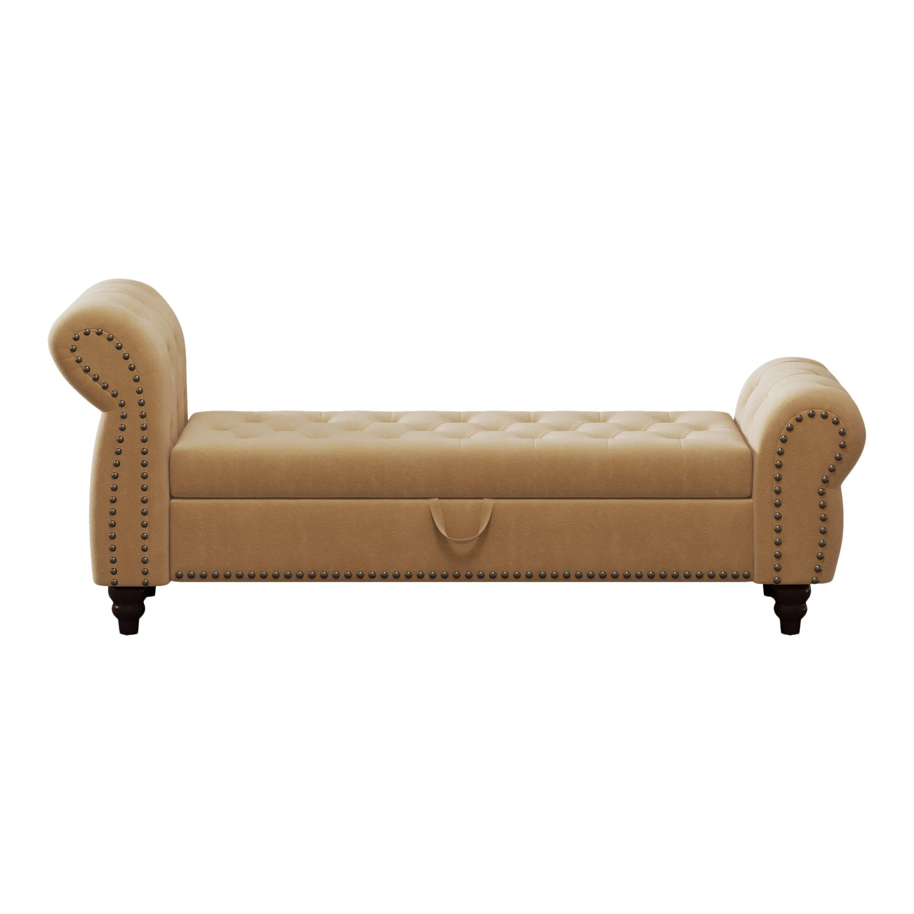 64.5' Velvet Upholstered Bed Bench with Storage and Tufted Nails - Image 8