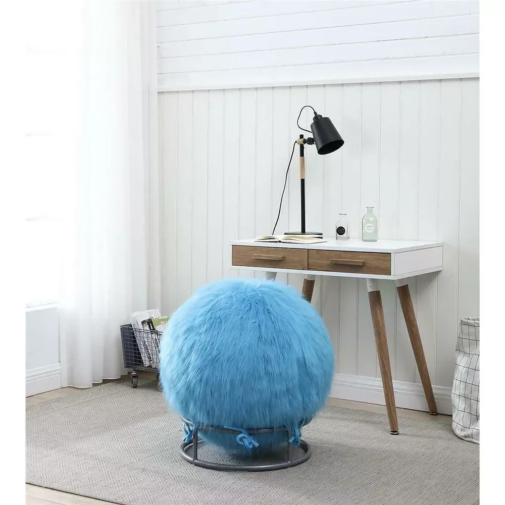 65 Inch Posture Fuzzy Exercise Yoga Ball Chair Set - Image 2
