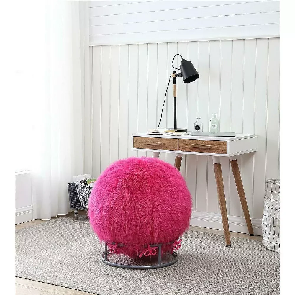 65 Inch Posture Fuzzy Exercise Yoga Ball Chair Set - Image 4
