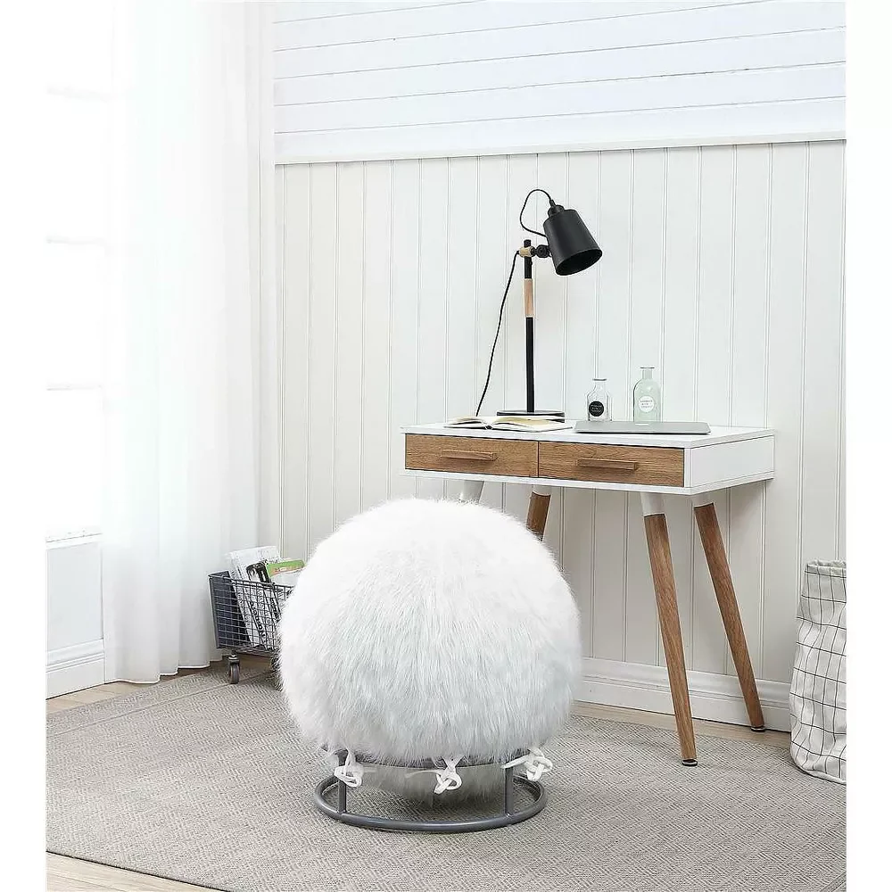 65 Inch Posture Fuzzy Exercise Yoga Ball Chair Set - Image 5