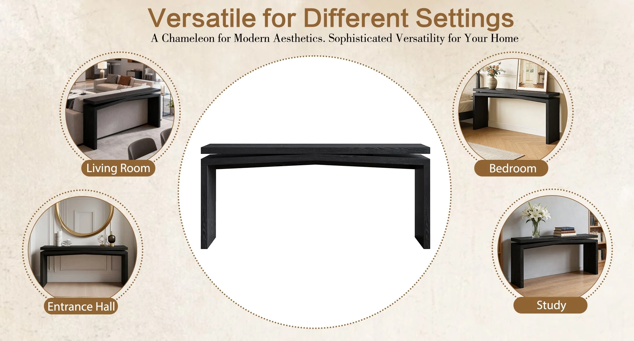 65-Inch Rustic Solid Wood Veneer Console Table - Image 7