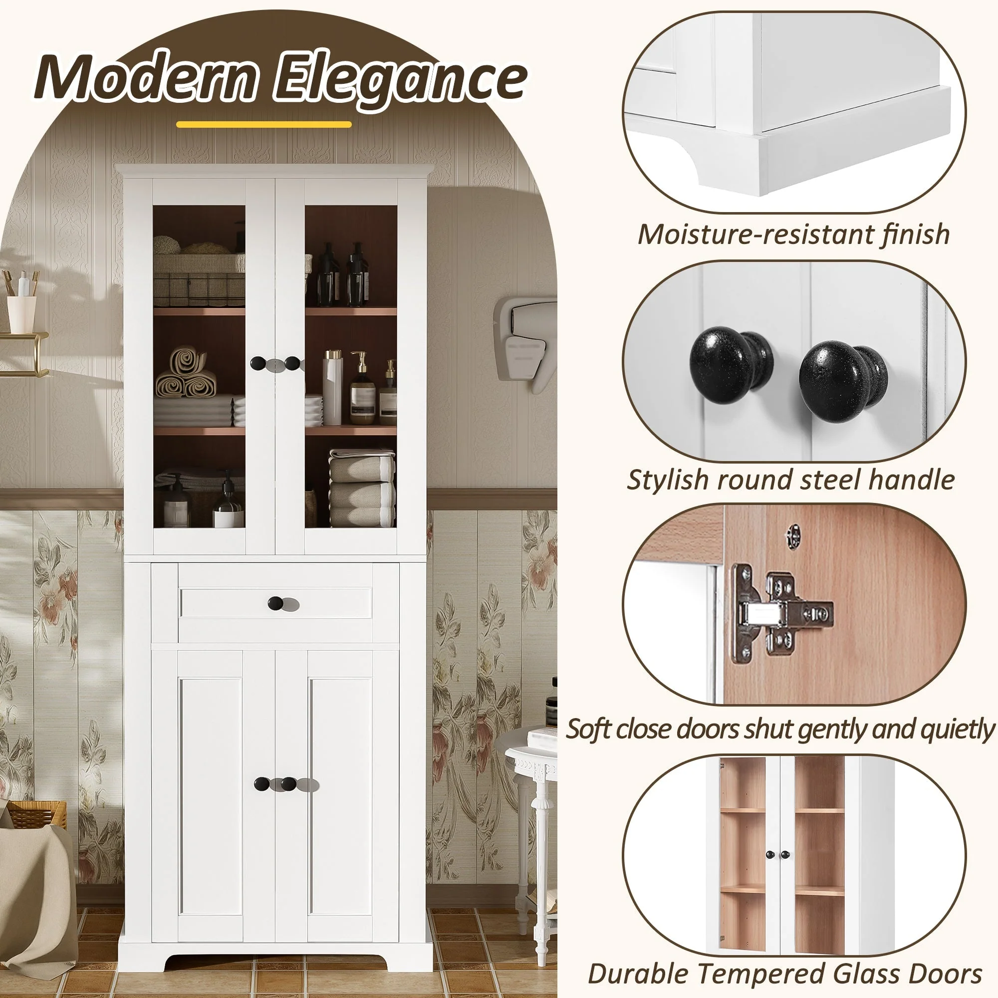 67.2' Tall Bathroom Storage Cabinet - Image 4