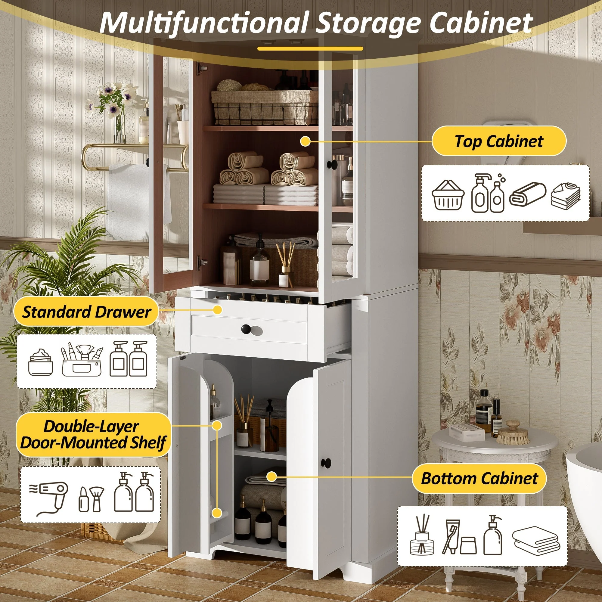 67.2' Tall Bathroom Storage Cabinet - Image 5
