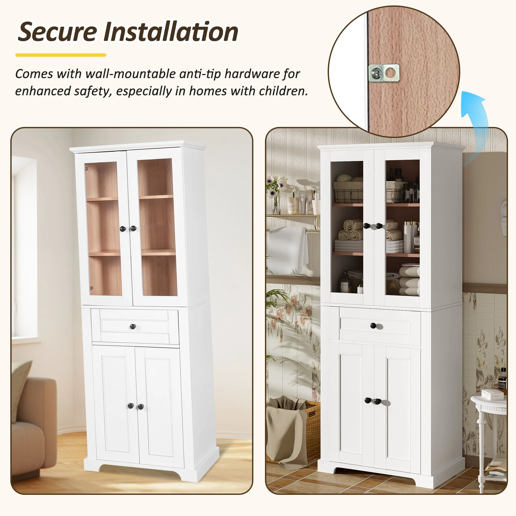 67.2' Tall Bathroom Storage Cabinet - Image 6