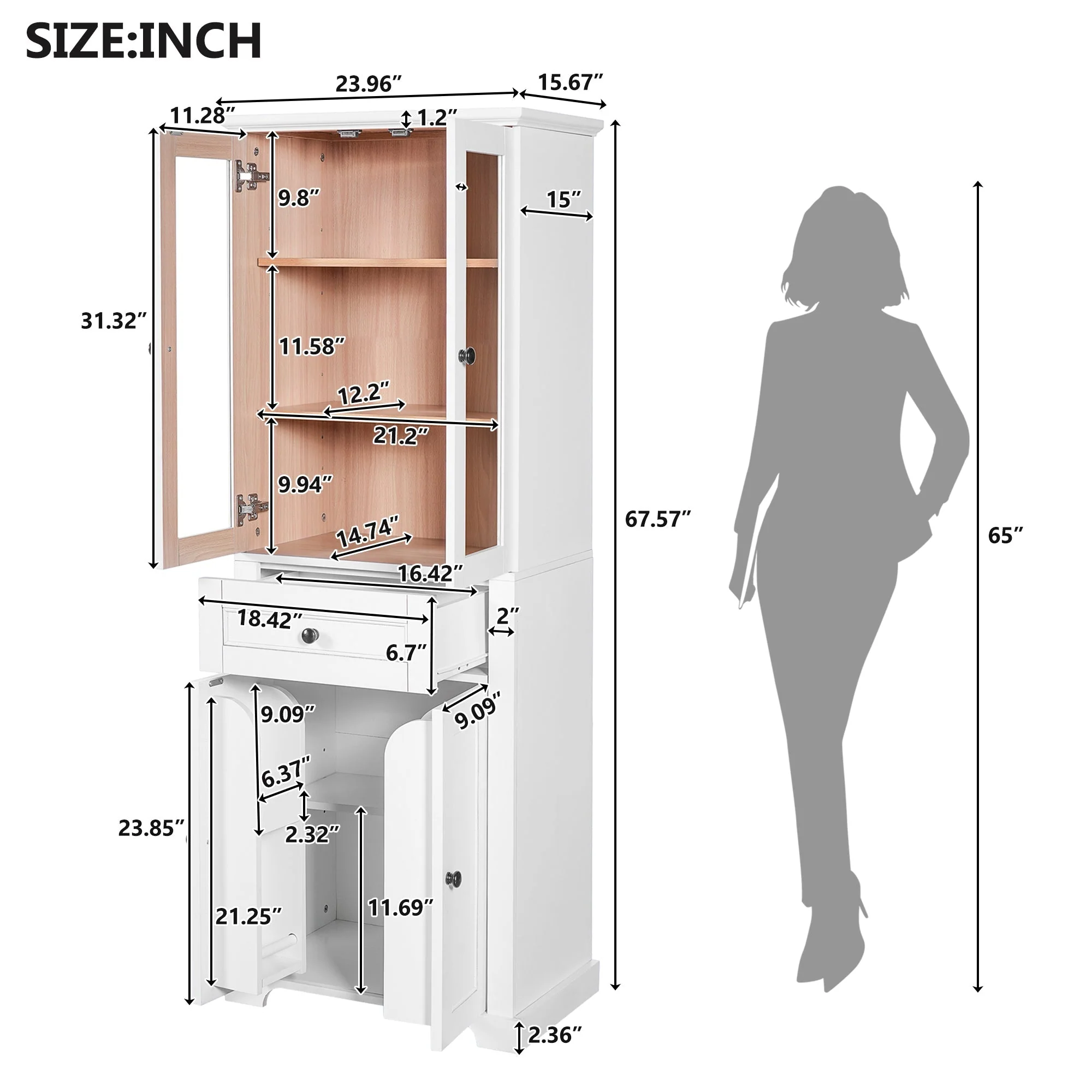 67.2' Tall Bathroom Storage Cabinet - Image 8