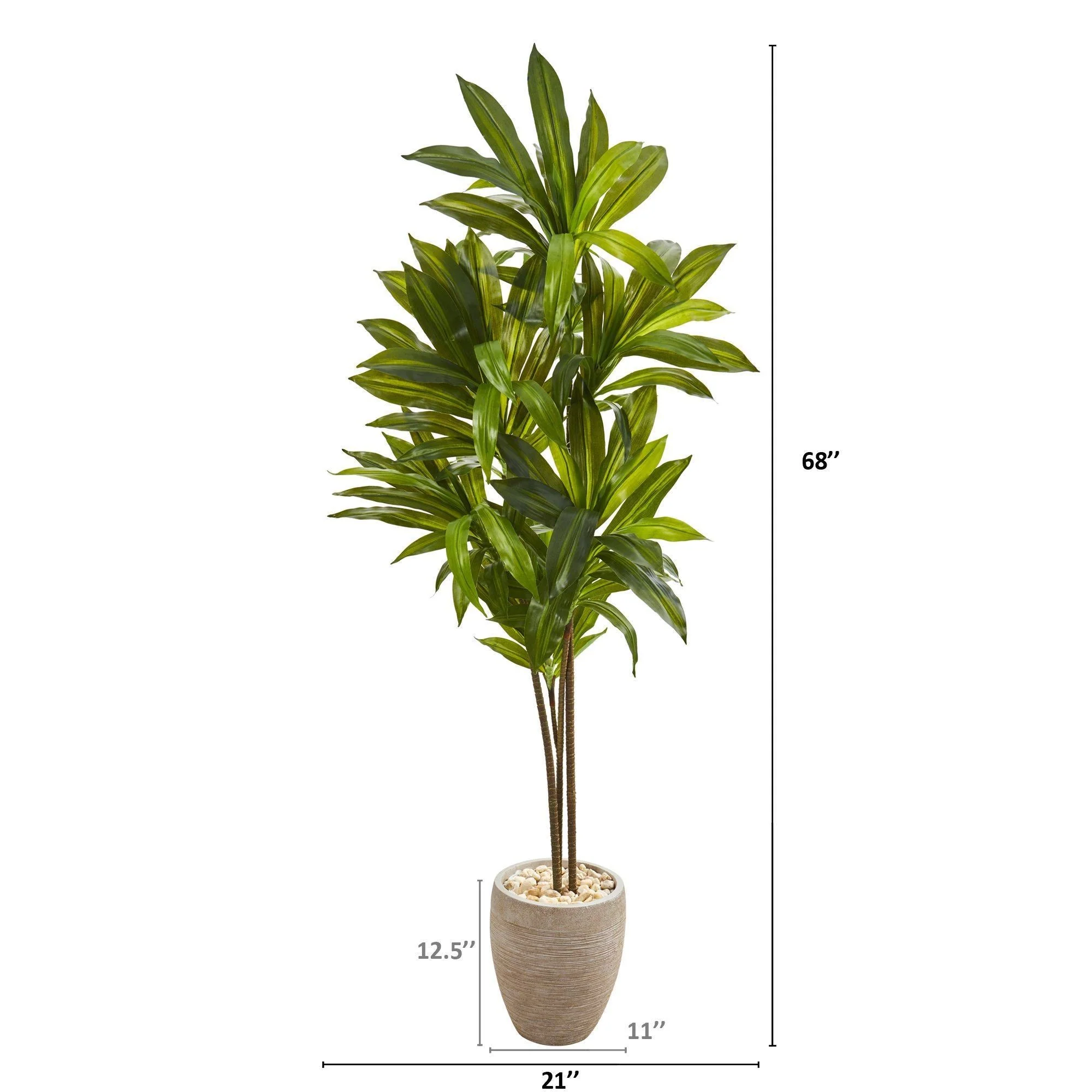 68” Dracaena Artificial Plant in Sand Colored Planter (Real Touch) - Image 2