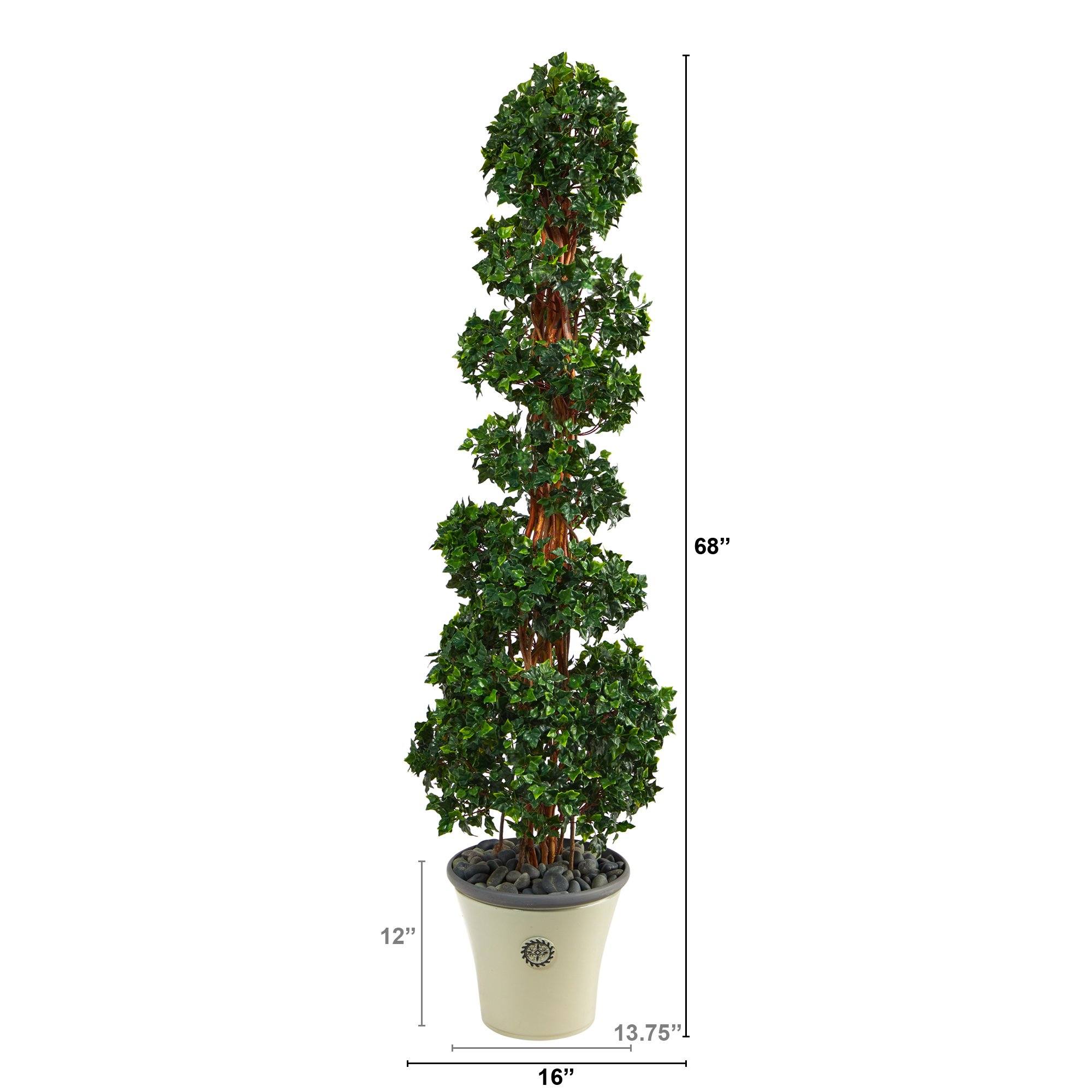 68” English Ivy Topiary Spiral Artificial Tree in Decorative Planter(Indoor/Outdoor) - Image 2