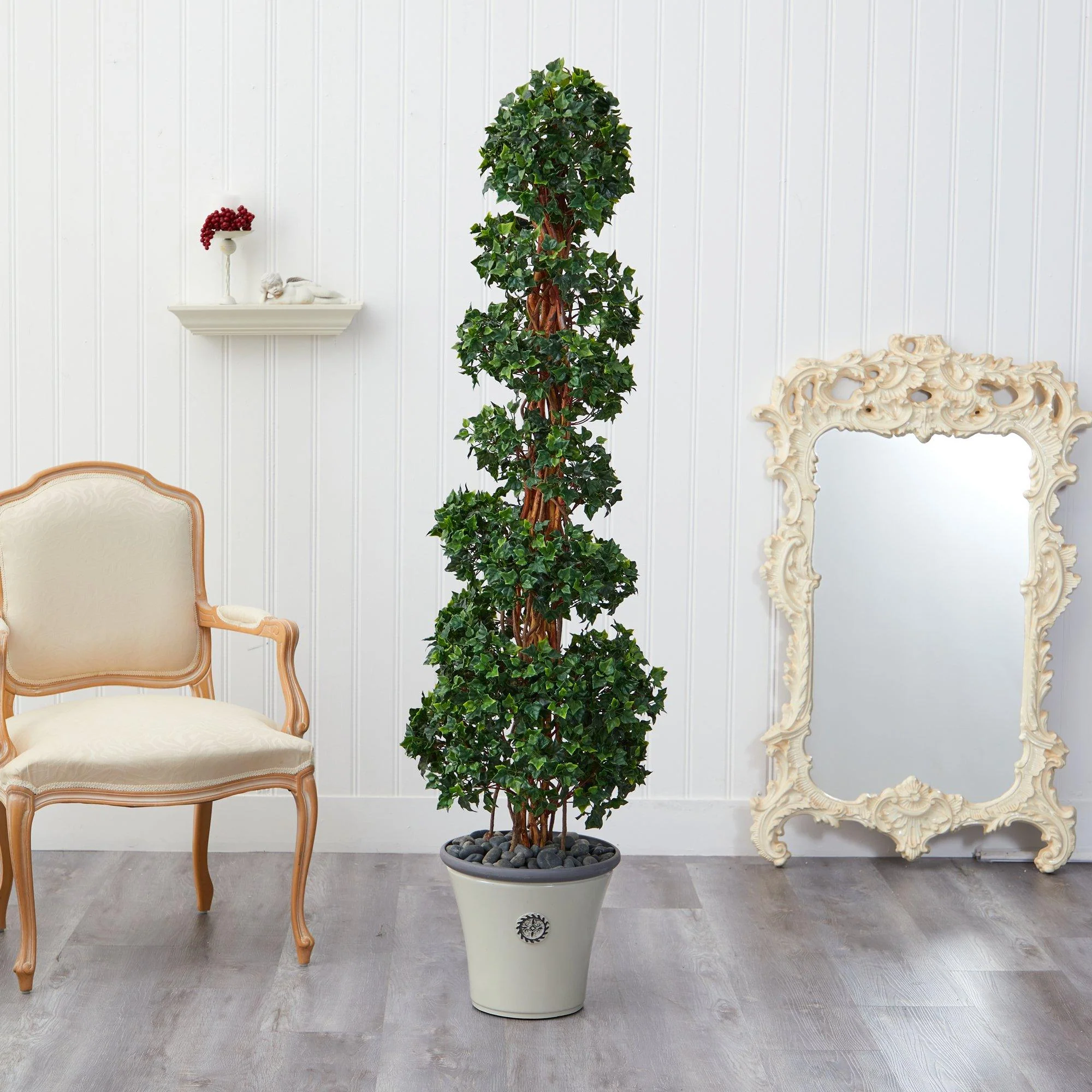 68” English Ivy Topiary Spiral Artificial Tree in Decorative Planter(Indoor/Outdoor) - Image 3