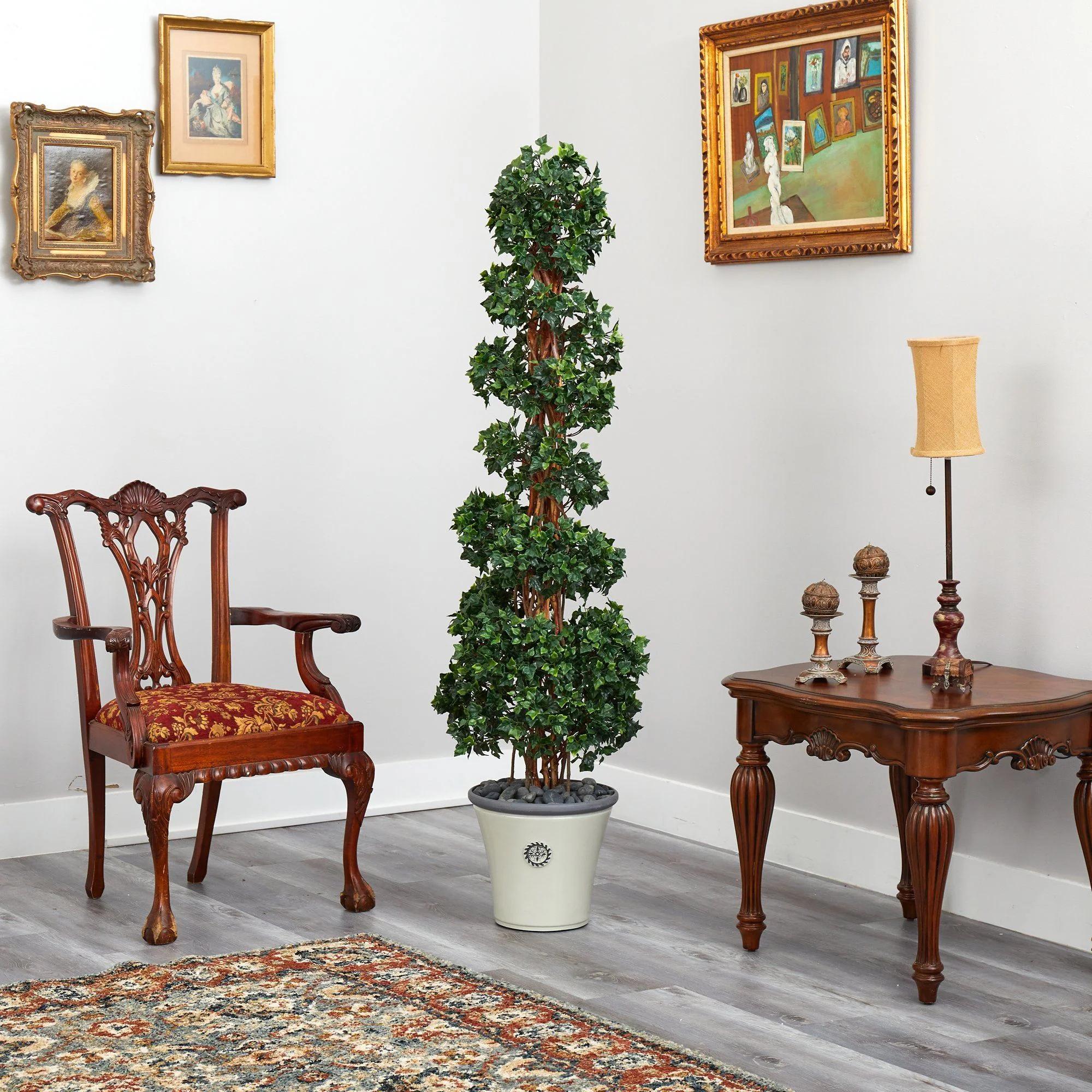 68” English Ivy Topiary Spiral Artificial Tree in Decorative Planter(Indoor/Outdoor) - Image 4