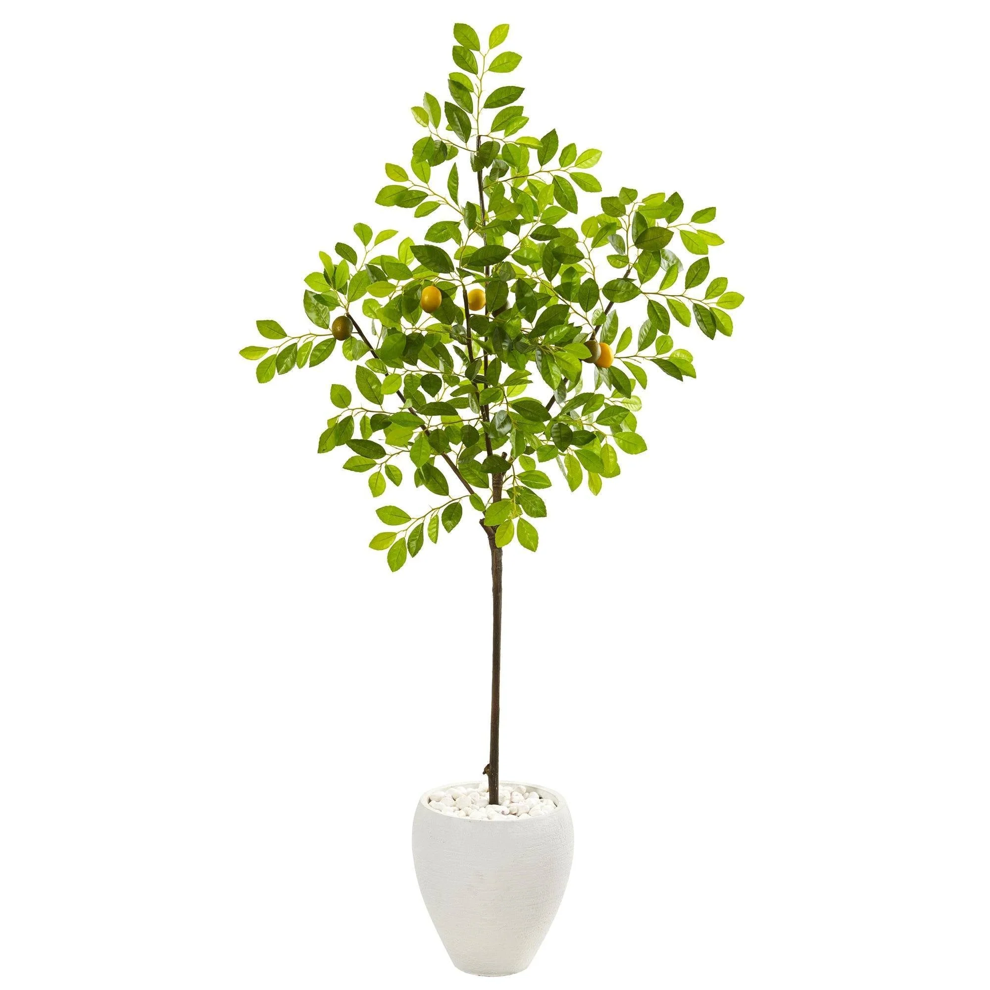 68” Lemon Artificial Tree in White Planter - Image 3