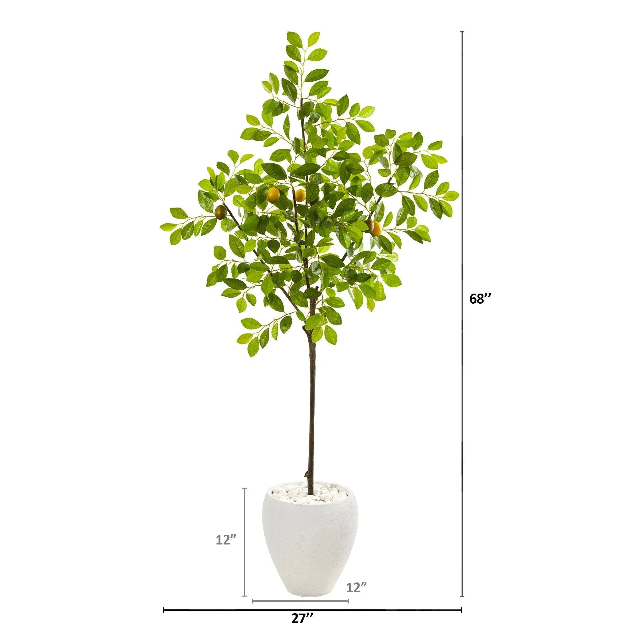 68” Lemon Artificial Tree in White Planter - Image 4