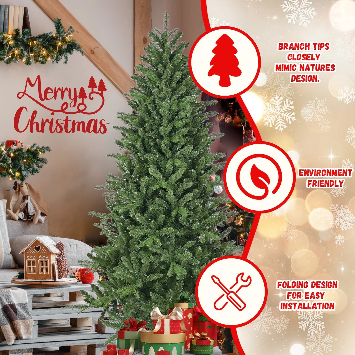 6ft Artificial Christmas Tree with 1168 Branch Tips Full Lush Pine - Image 6