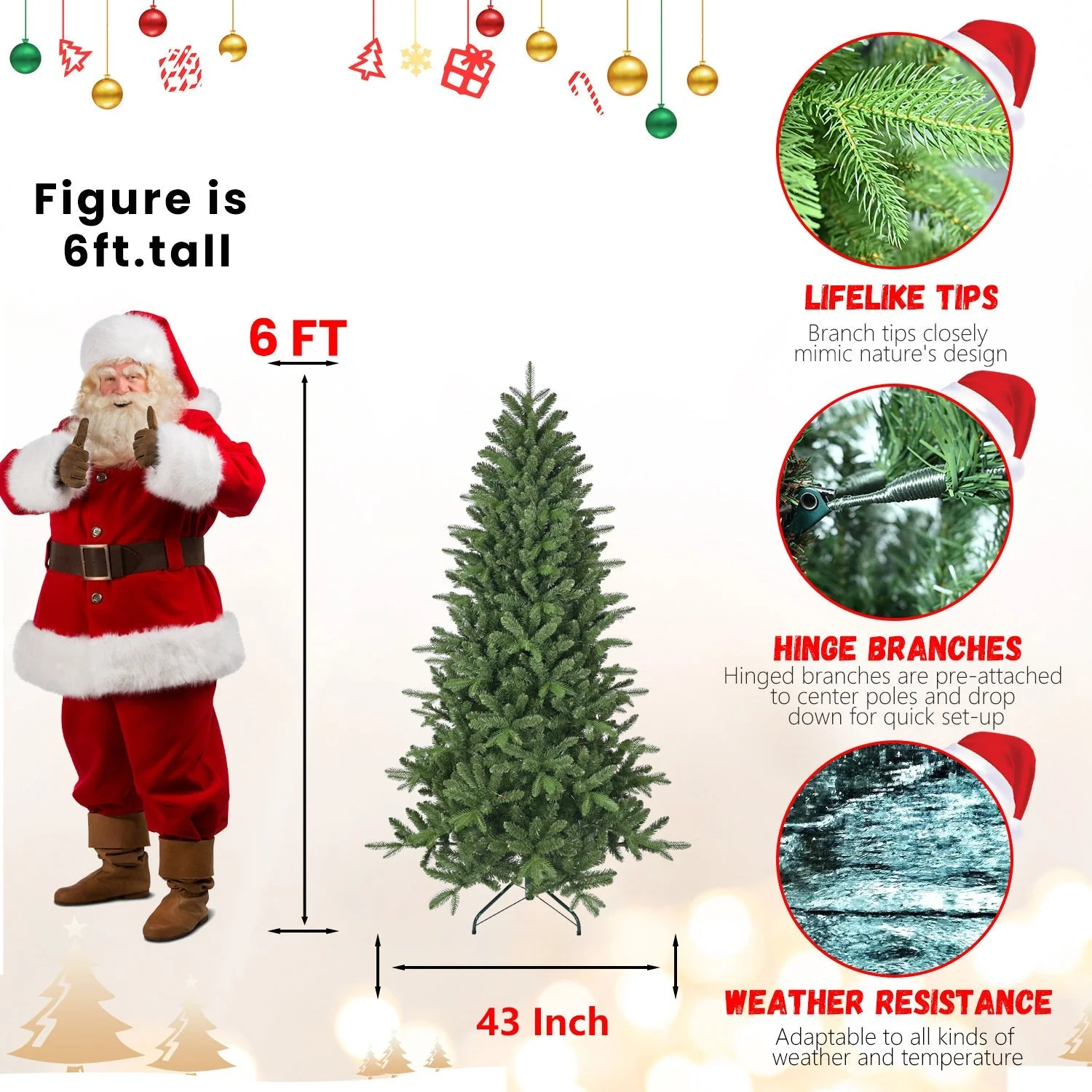6ft Artificial Christmas Tree with 1168 Branch Tips Full Lush Pine - Image 7