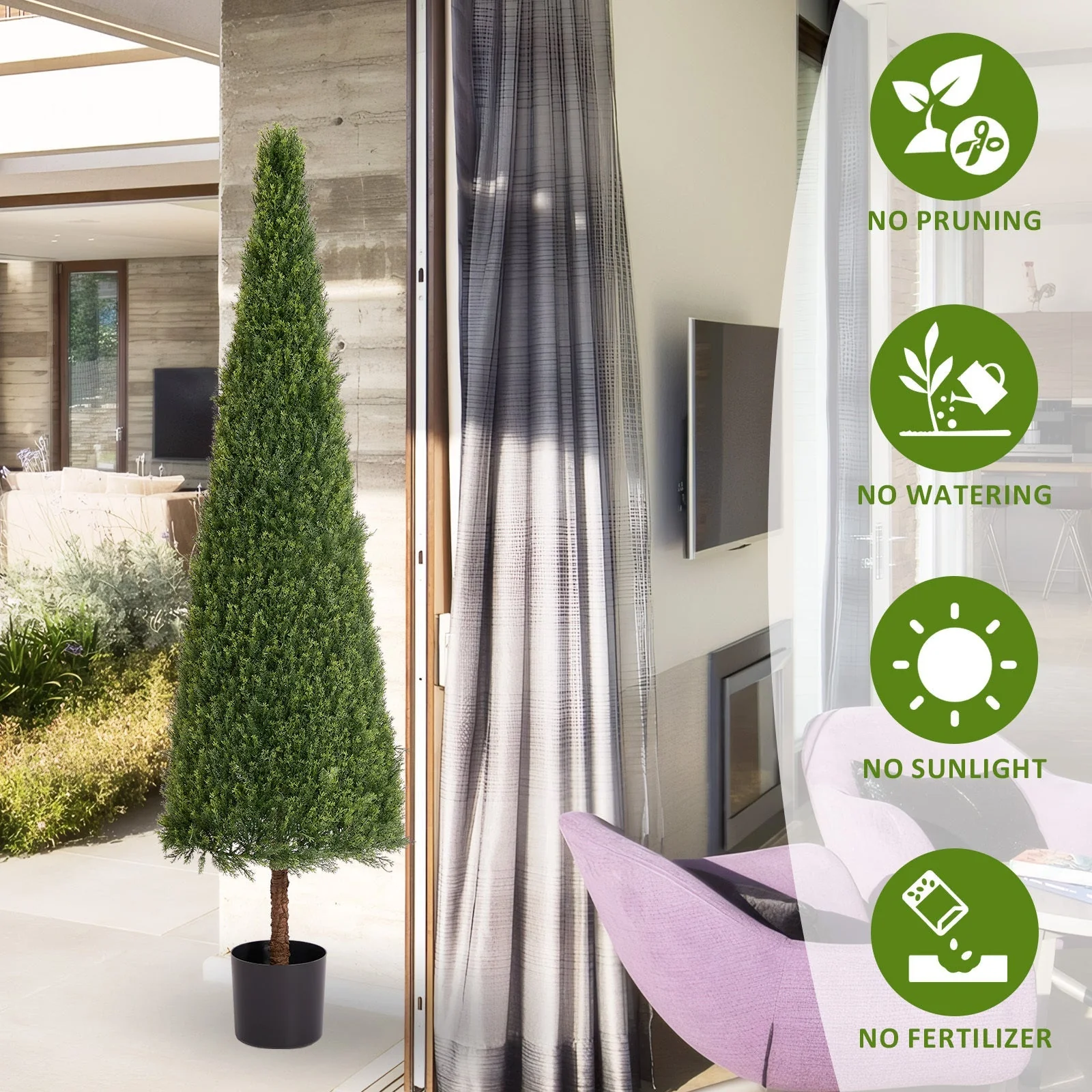 6FT Artificial Conical Topiary Tree UV Resistant Faux Cedar - Image 4