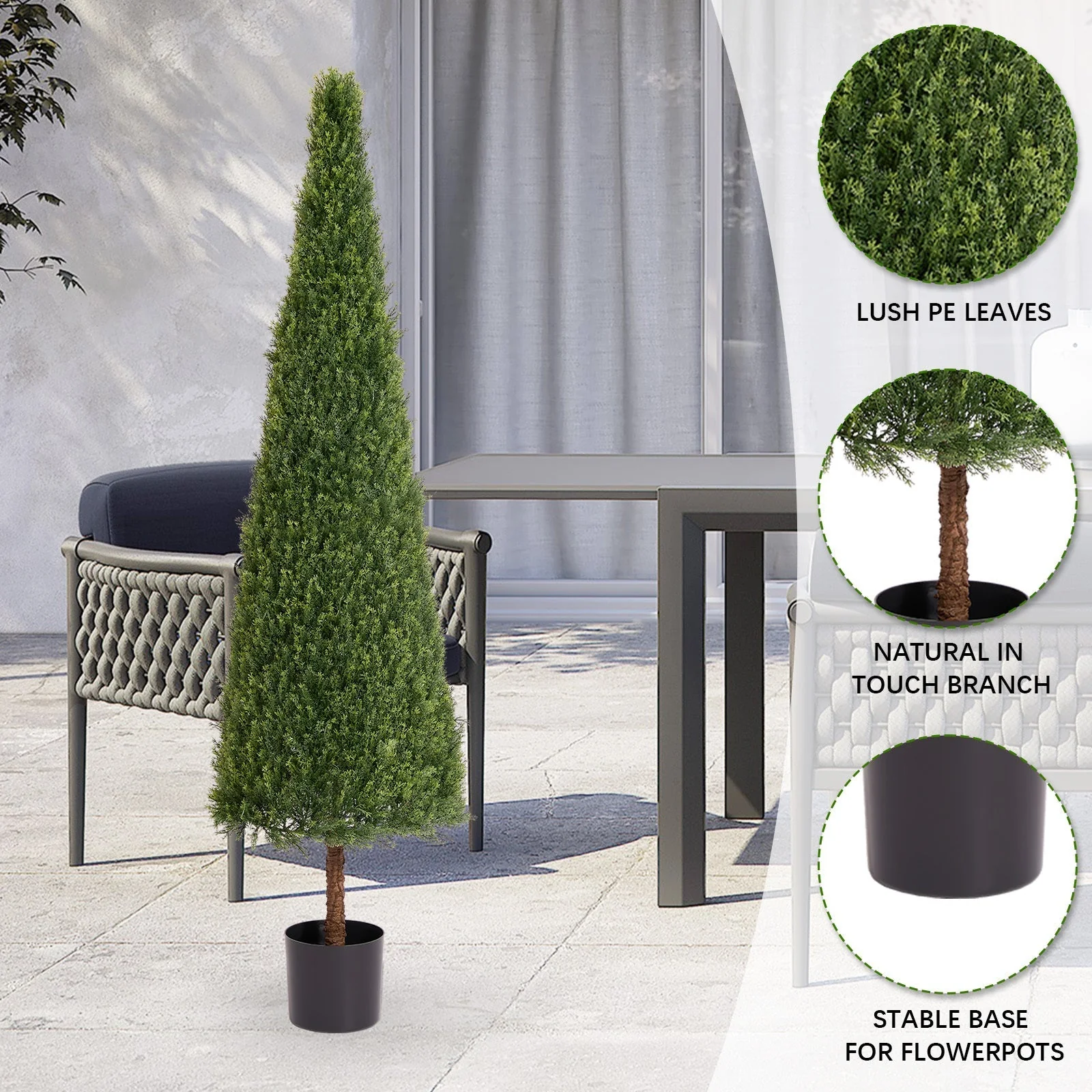 6FT Artificial Conical Topiary Tree UV Resistant Faux Cedar - Image 6