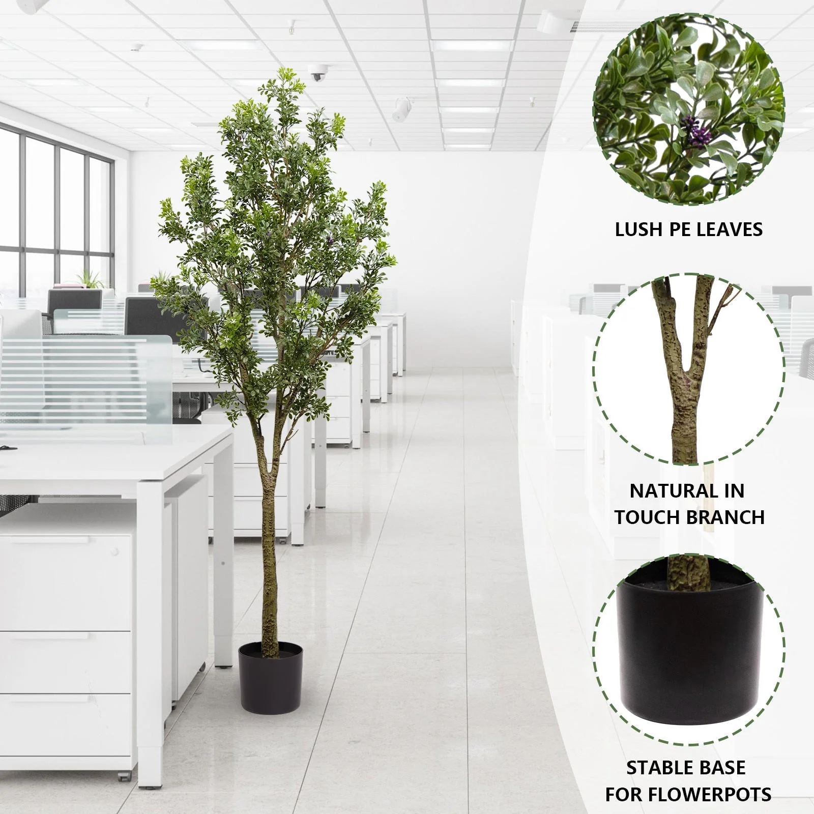 6FT Artificial Tree Tall Lifelike Greenery Plant - Image 4