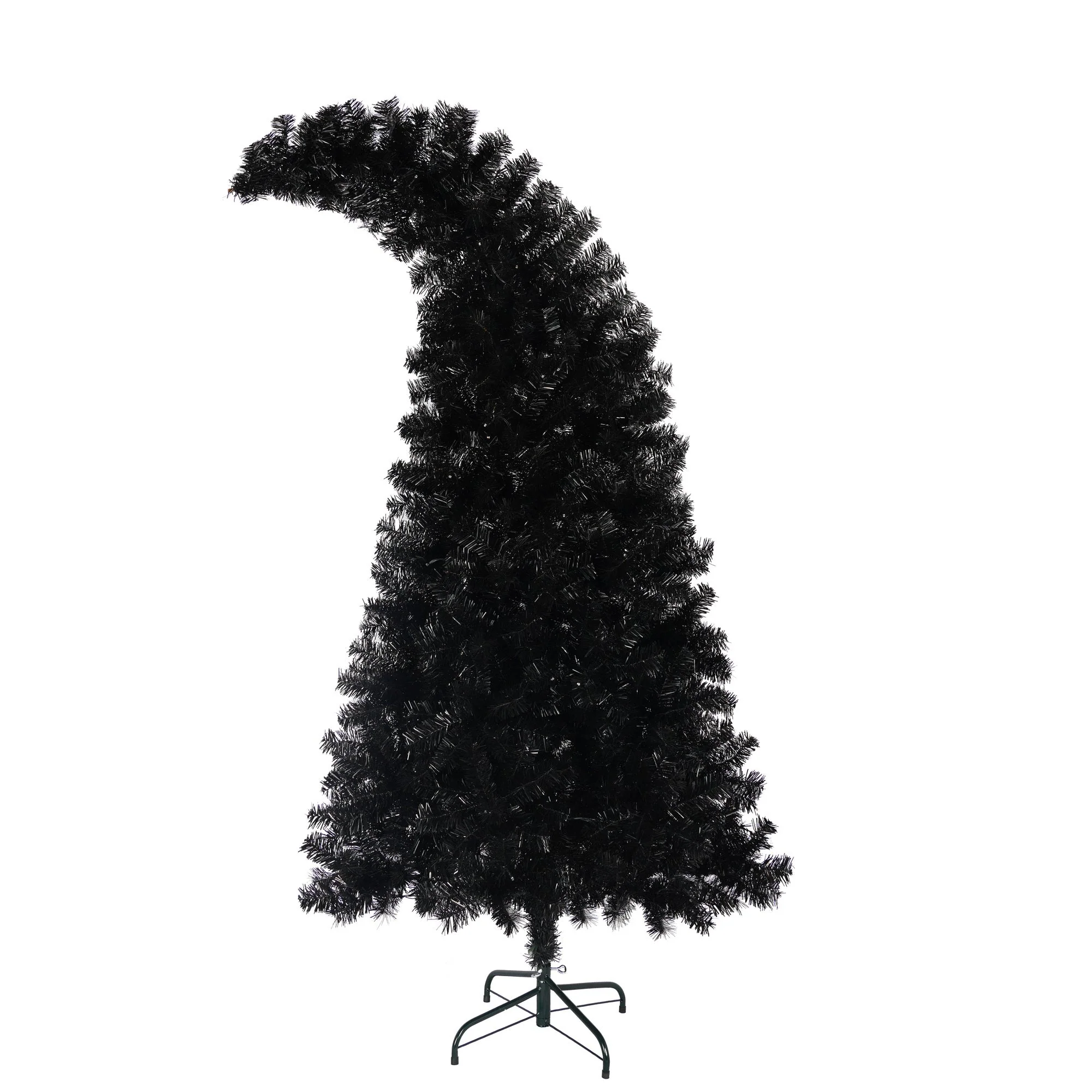 6Ft Curved Hat-Look Black Holiday Tree with Orange & Purple Lights - Image 11