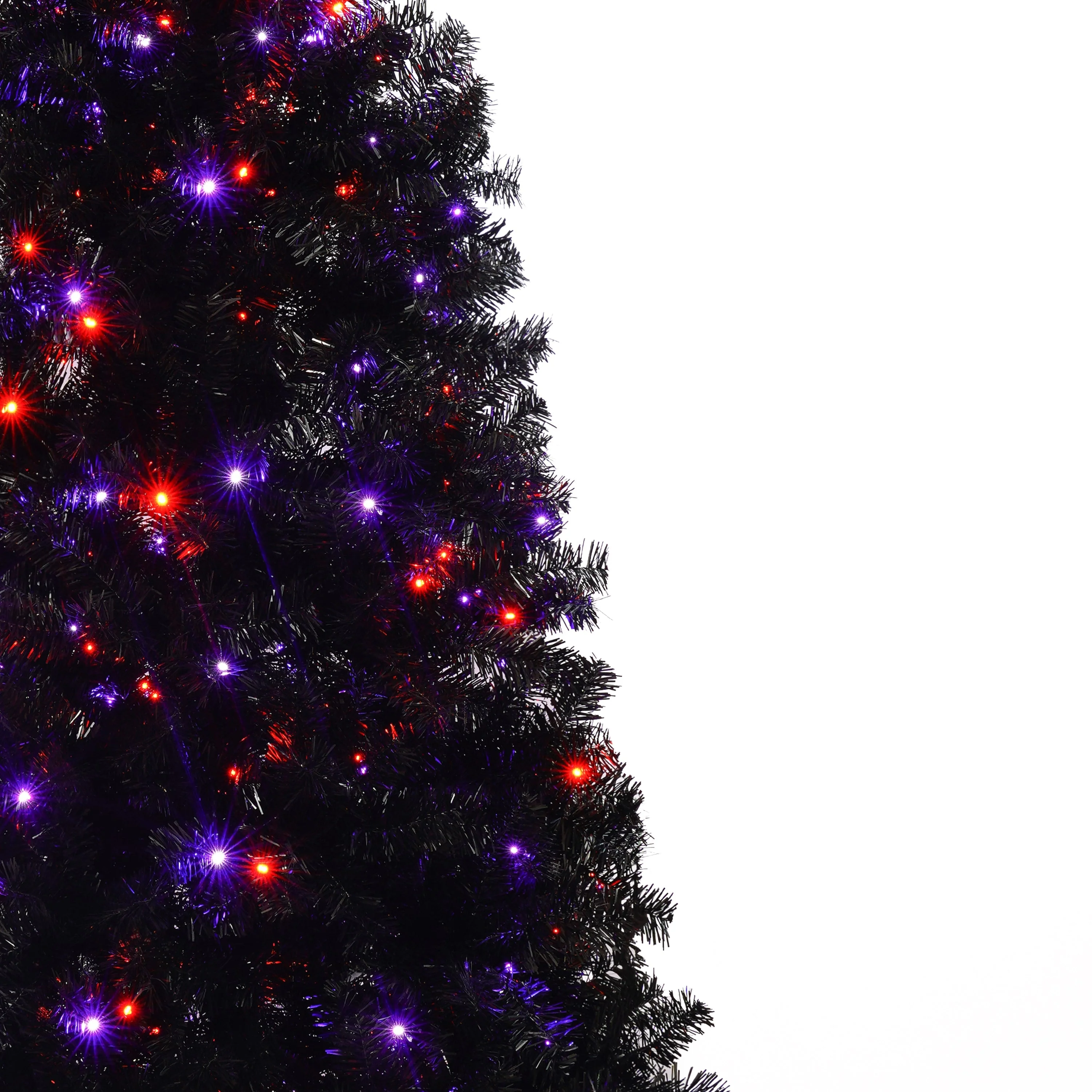6Ft Curved Hat-Look Black Holiday Tree with Orange & Purple Lights - Image 13