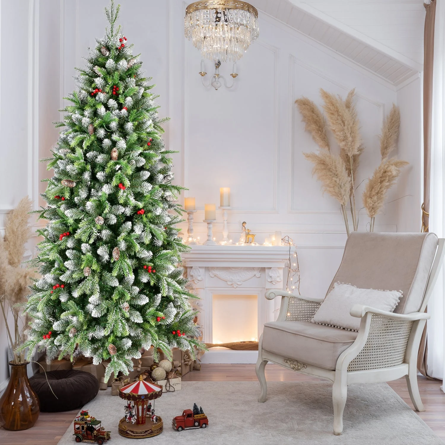 6ft Pre-Lit Artificial Christmas Tree with 380 Warm White LED Lights - Image 10