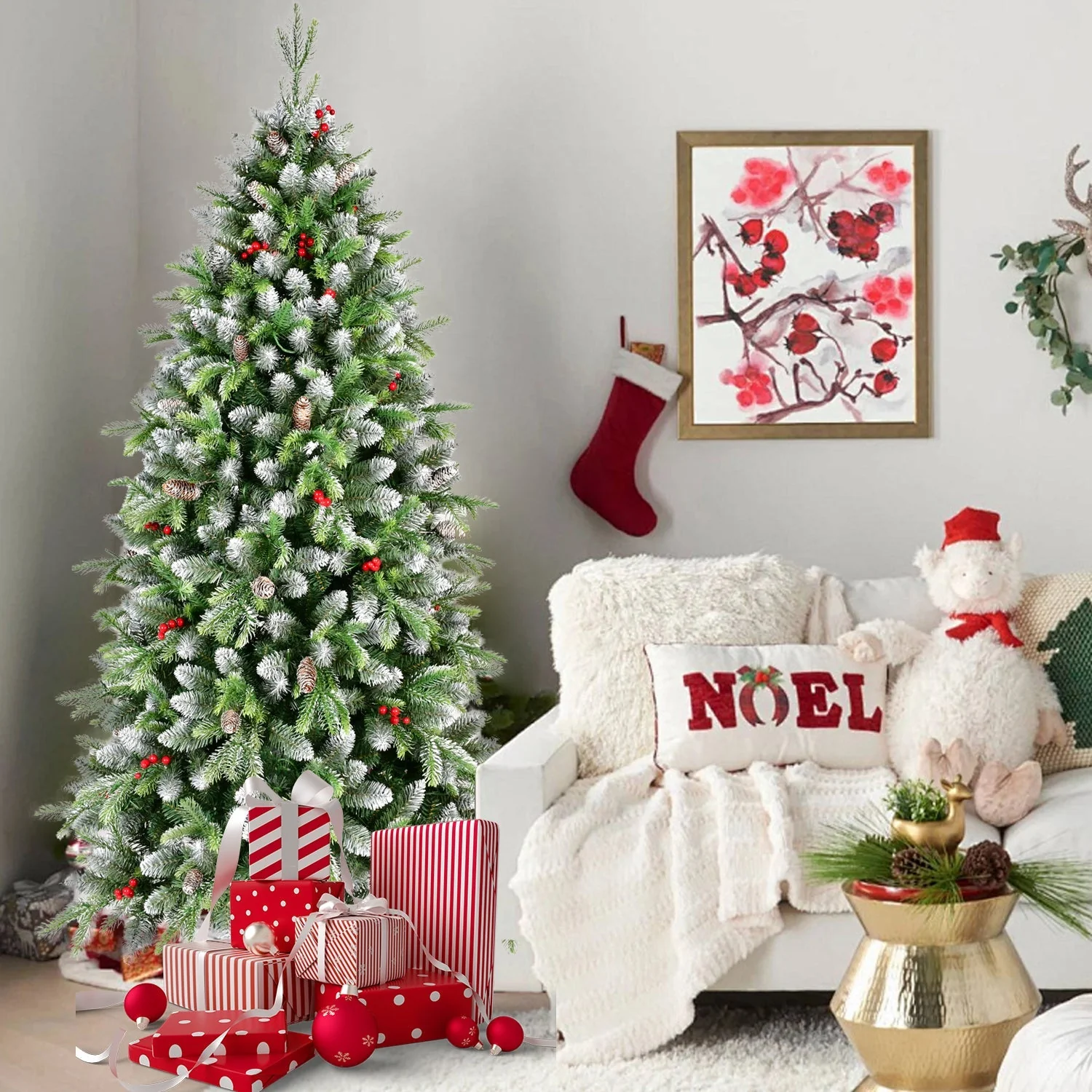 6ft Pre-Lit Artificial Christmas Tree with 380 Warm White LED Lights - Image 11