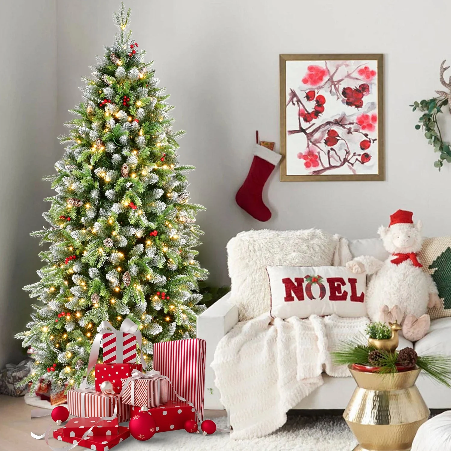 6ft Pre-Lit Artificial Christmas Tree with 380 Warm White LED Lights - Image 7