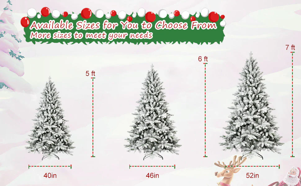 6ft Snow-Flocked Pre-Lit Christmas Tree with 1100 PE+PVC Tips - Image 4