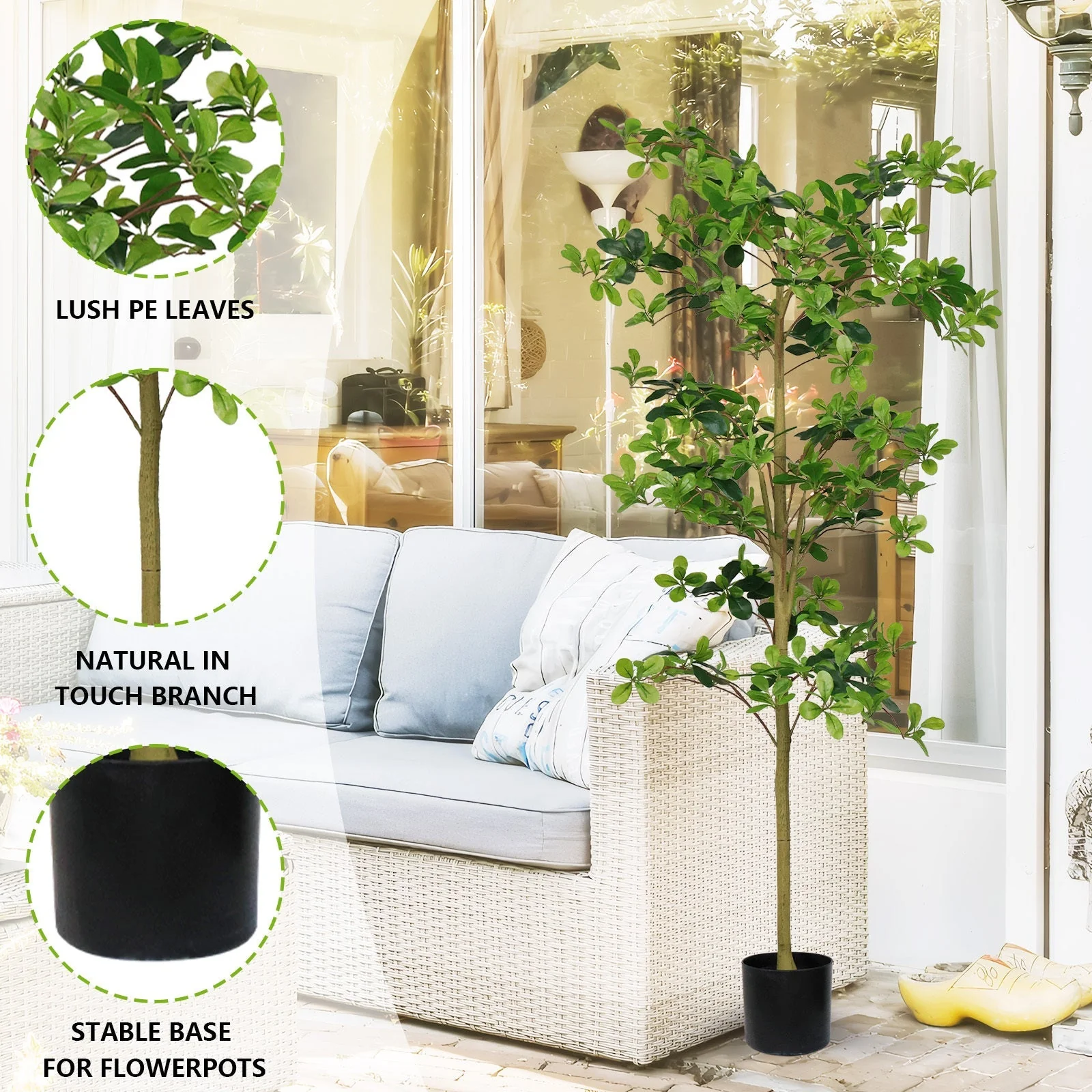 6FT Tall Artificial Polyscias Fruticosa Tree for Indoor Decor - Image 3