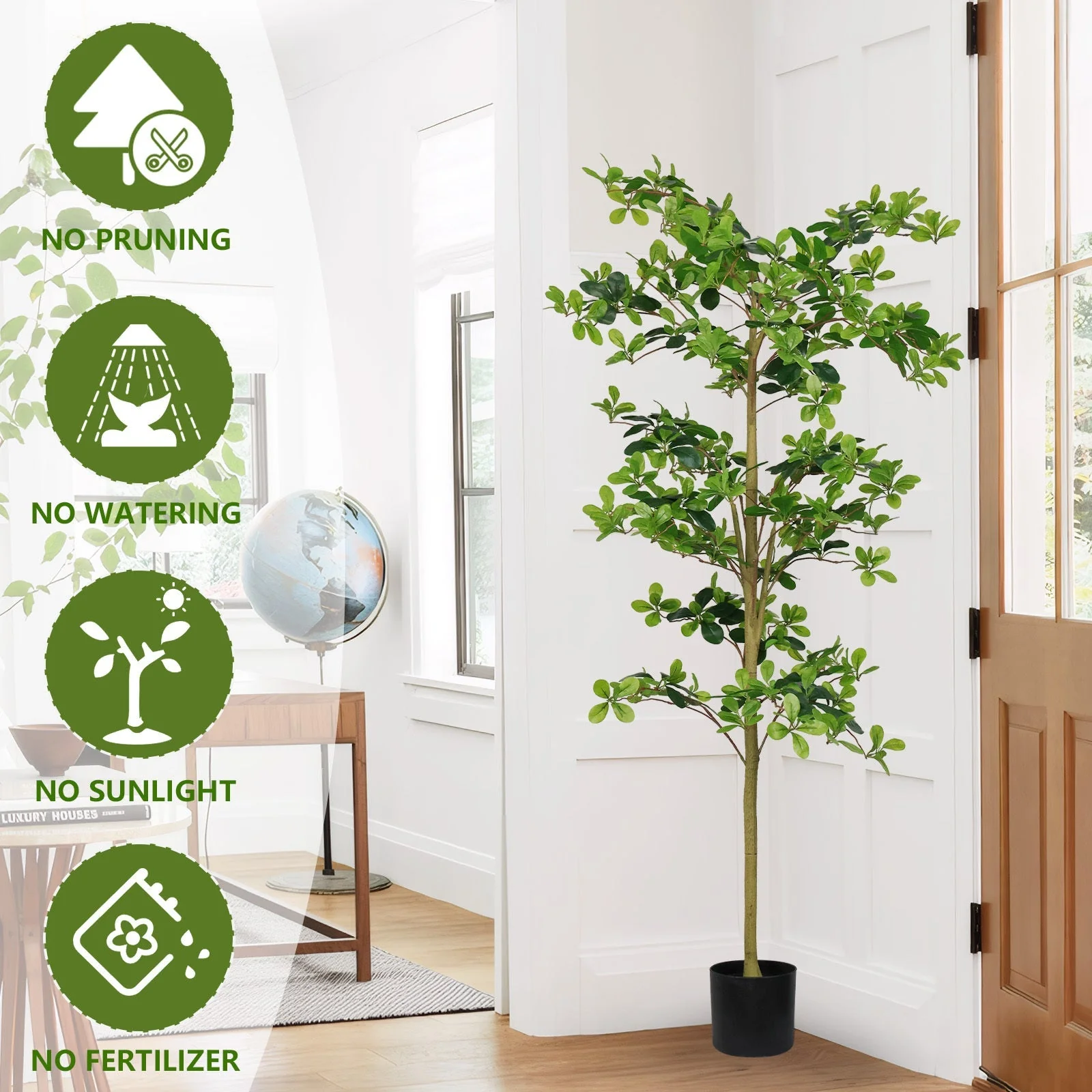 6FT Tall Artificial Polyscias Fruticosa Tree for Indoor Decor - Image 4