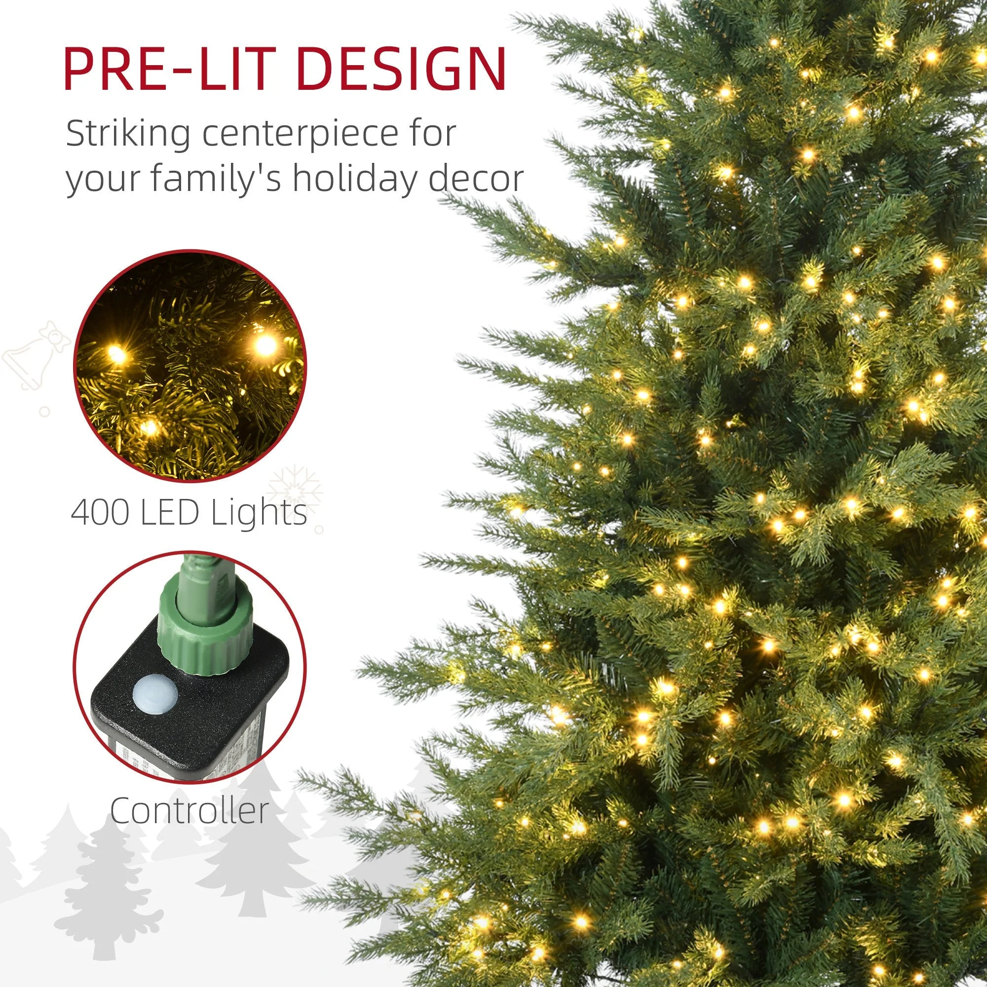 6ft Tall Prelit Artificial Christmas Tree with 8 Light Modes - Image 6