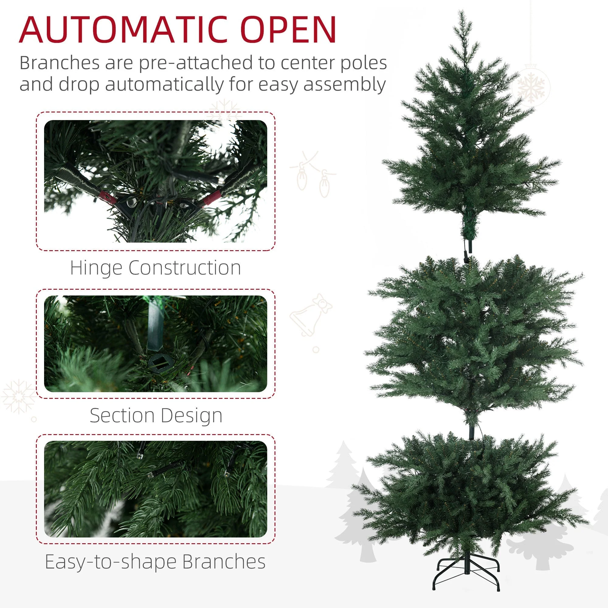6ft Tall Prelit Artificial Christmas Tree with 8 Light Modes - Image 9