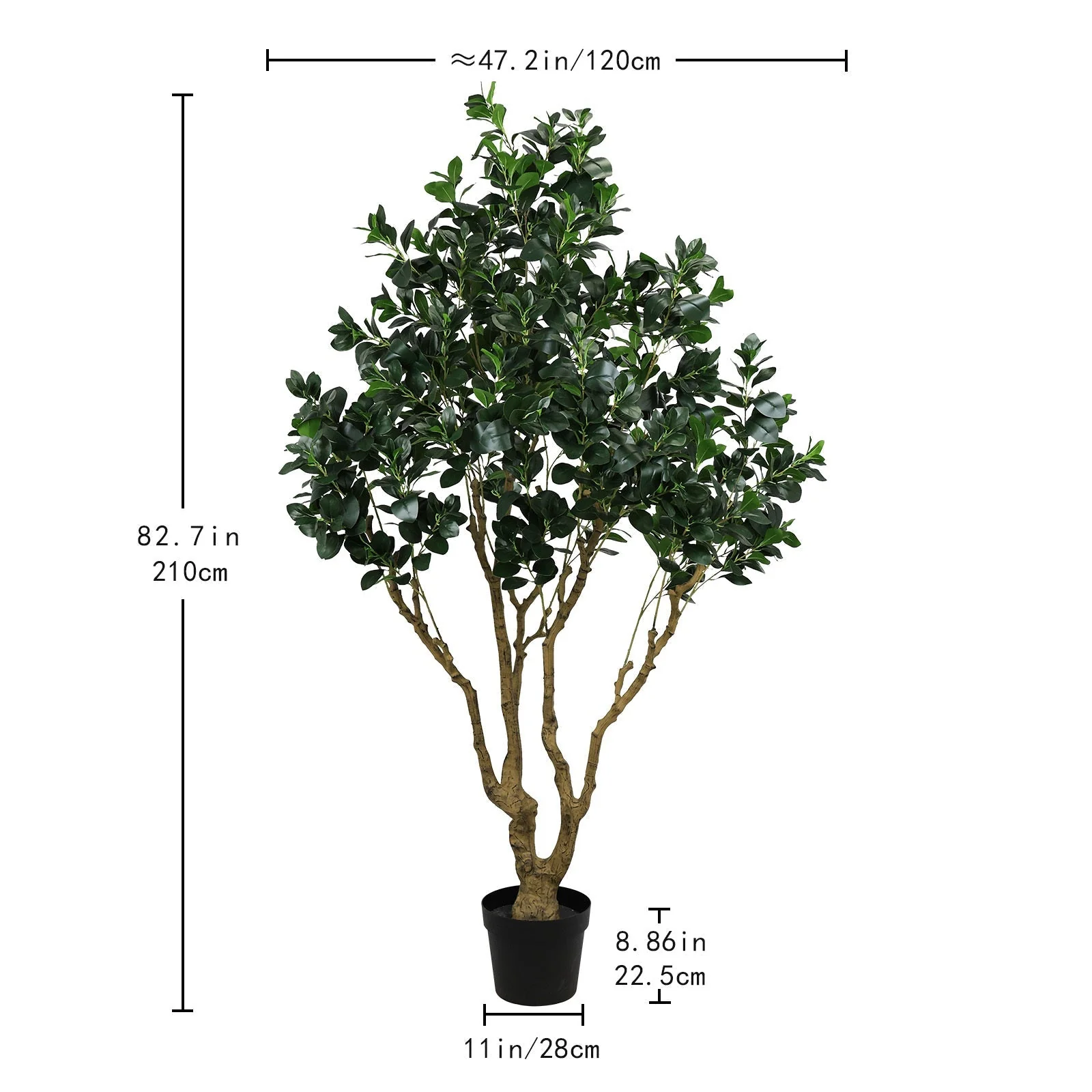 7.2FT Tall Artificial Silk Tree Large Faux Greenery Plant - Image 3