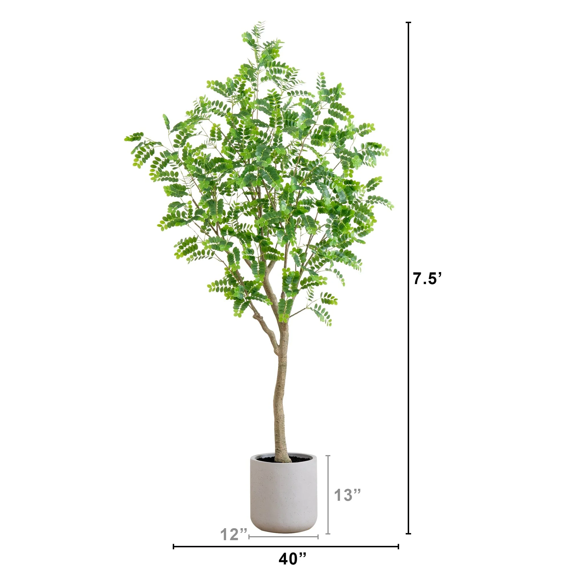 7.5’ Artificial Greco Locust Citrus Tree in Decorative Planter - Image 4