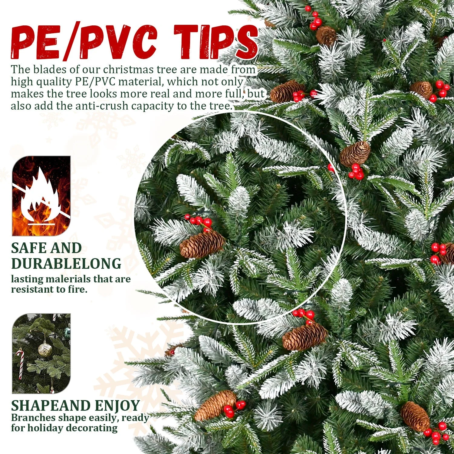 7.5-Foot Snow-Tipped Woodland Christmas Tree - Image 6