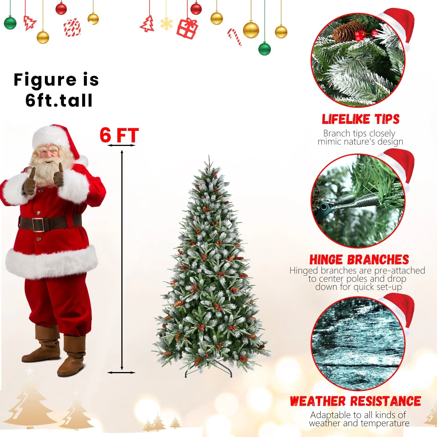 7.5-Foot Snow-Tipped Woodland Christmas Tree - Image 8