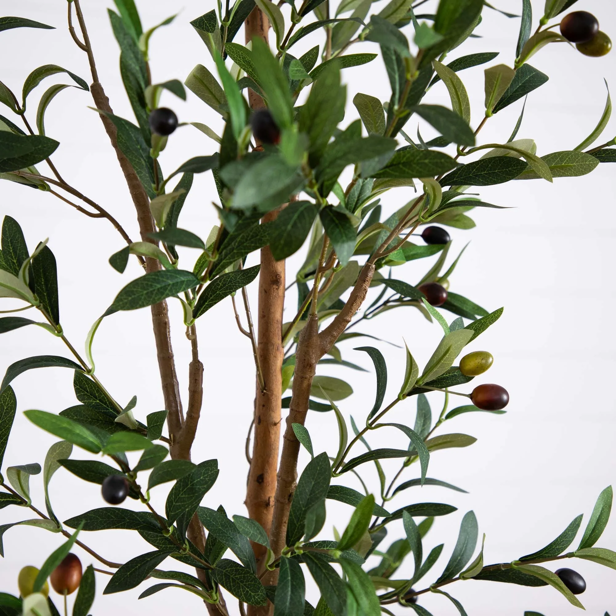 7’ Artificial Olive Tree with Natural Trunk and Handmade Jute Basket - Image 2