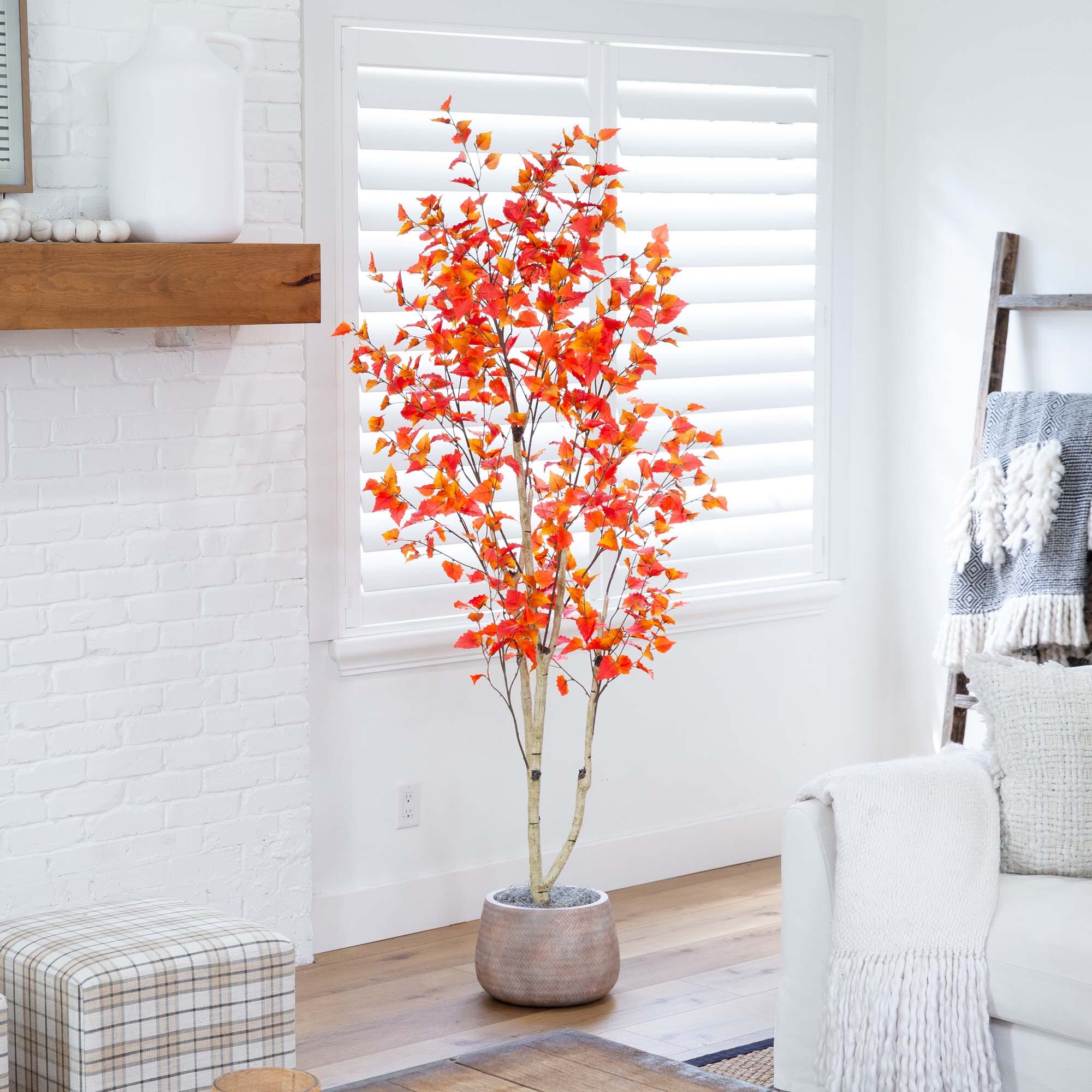 7’ Autumn Birch Artificial Fall Tree - Image 3