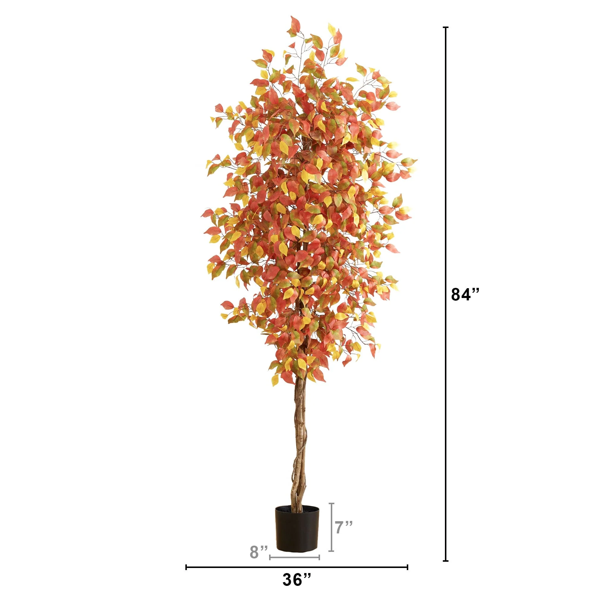 7’ Autumn Ficus Artificial Fall Tree - Image 4