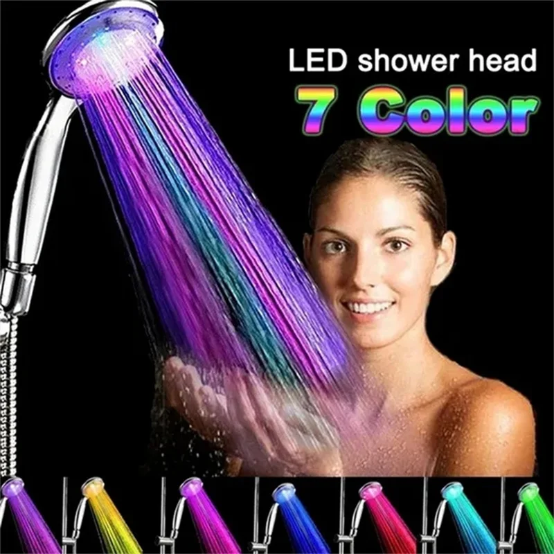 7-Color LED Rainfall Shower Head Water Saving Bathroom Replacement Sprayer - Image 2