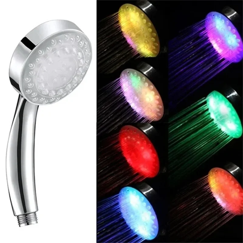 7-Color LED Rainfall Shower Head Water Saving Bathroom Replacement Sprayer - Image 4