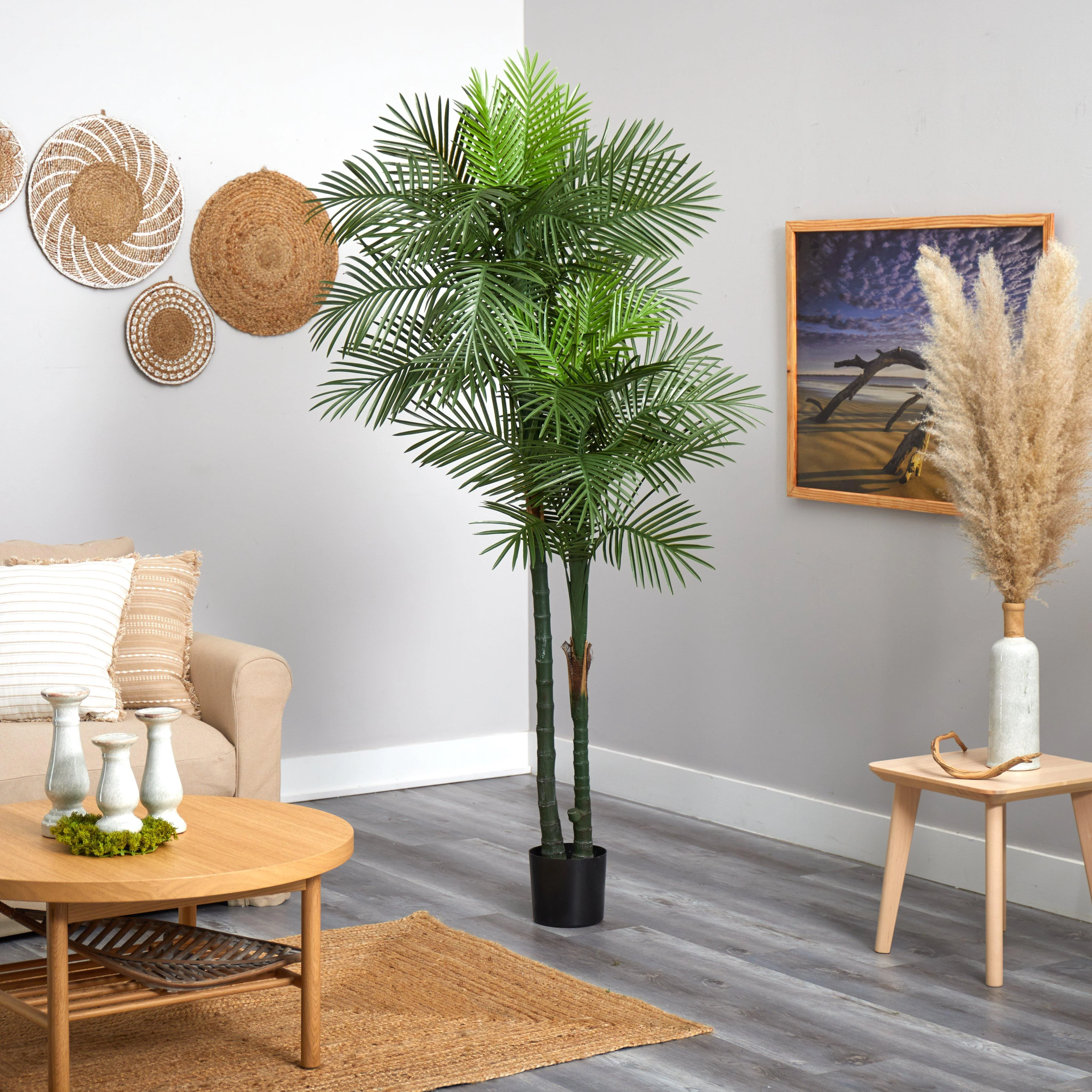 7’ Double Robellini Palm Tree UV Resistant (Indoor/Outdoor) - Image 3
