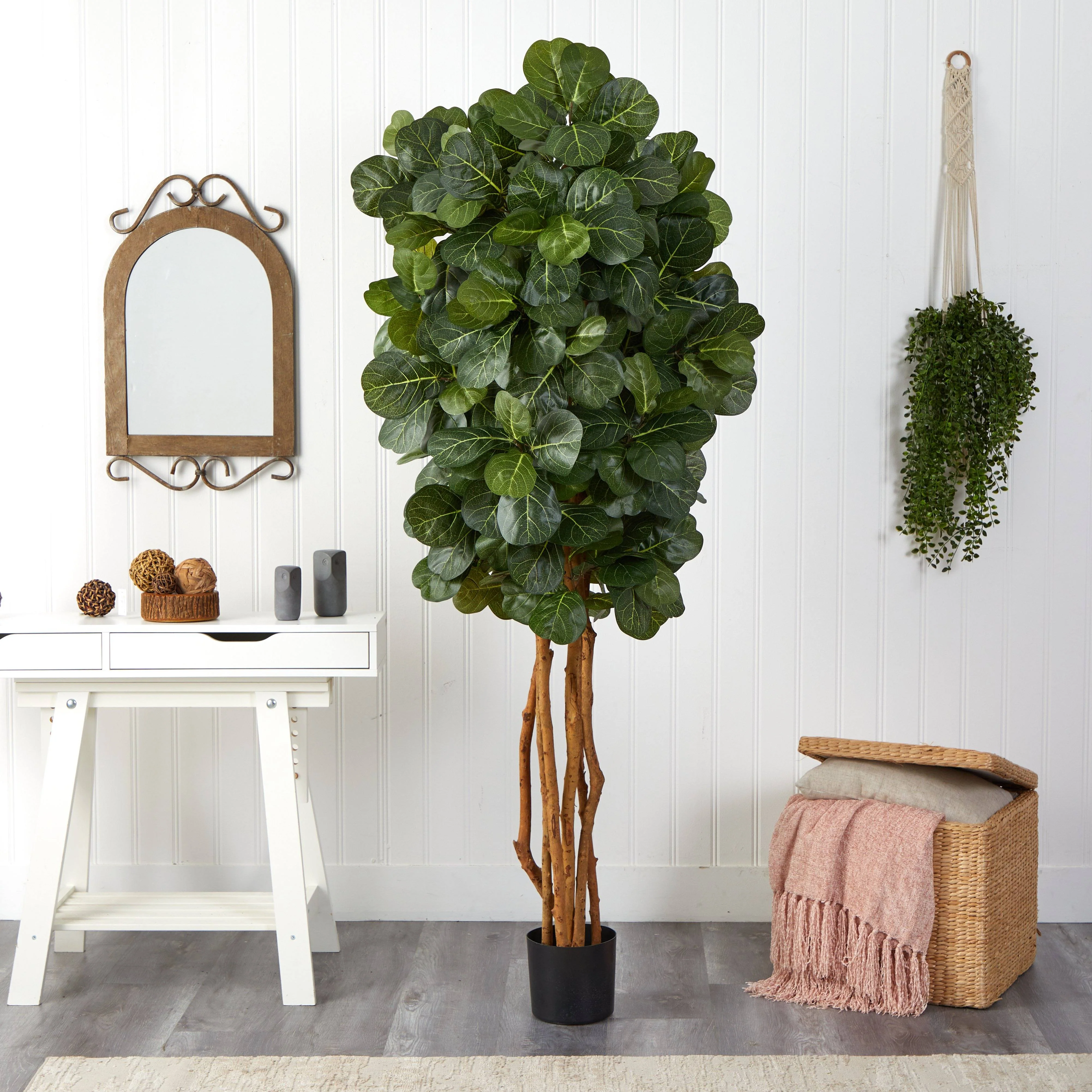7’ Fiddle Leaf Fig Artificial Tree Beige Trunk - Image 4