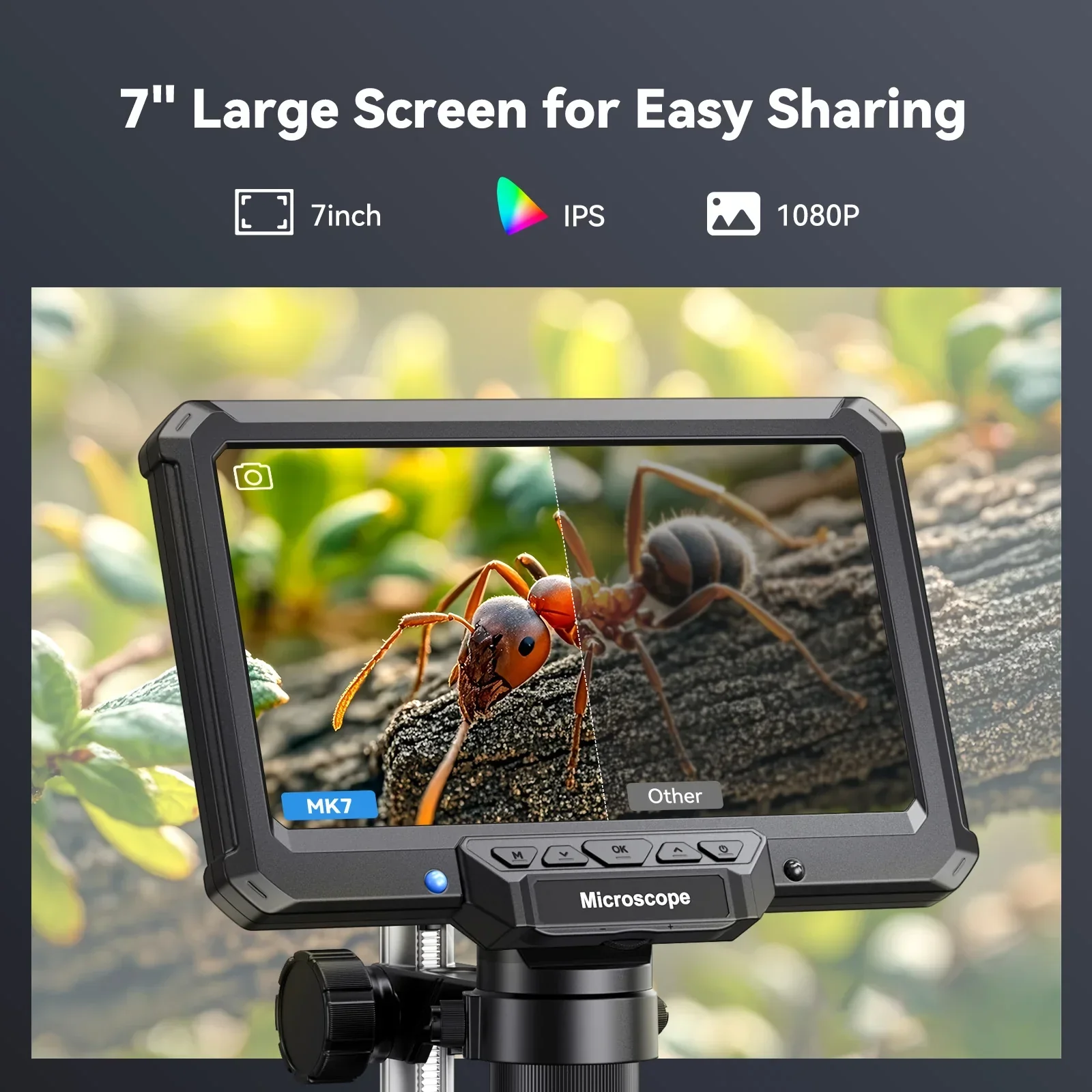 7 Inch Digital Microscope 1200X 16MP Coin PCB Soldering Repair Camera - Image 4
