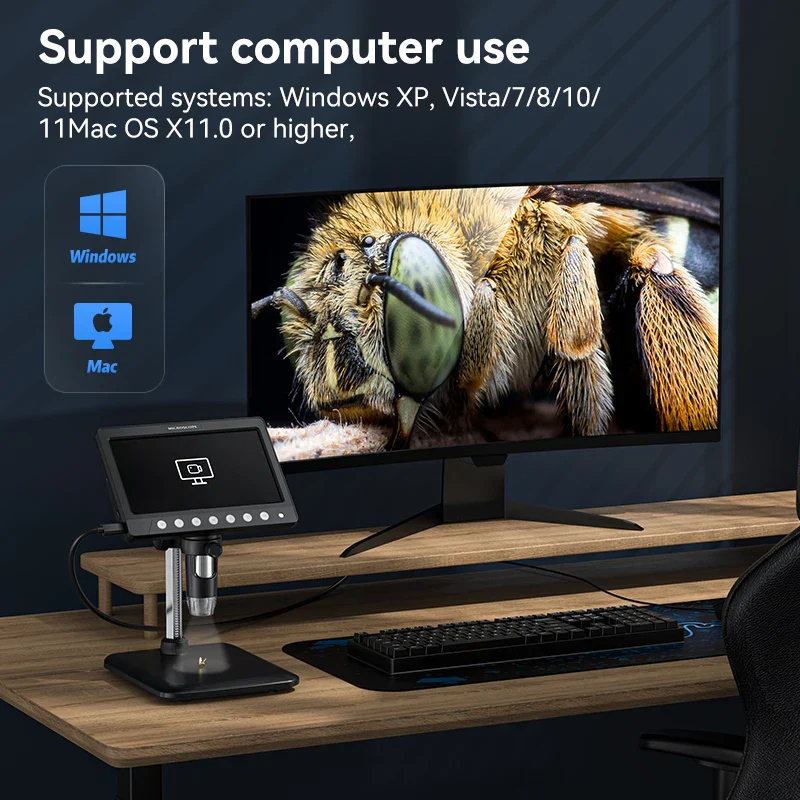 7 Inch IPS Digital Microscope 1200X HD USB Soldering Repair Camera - Image 6