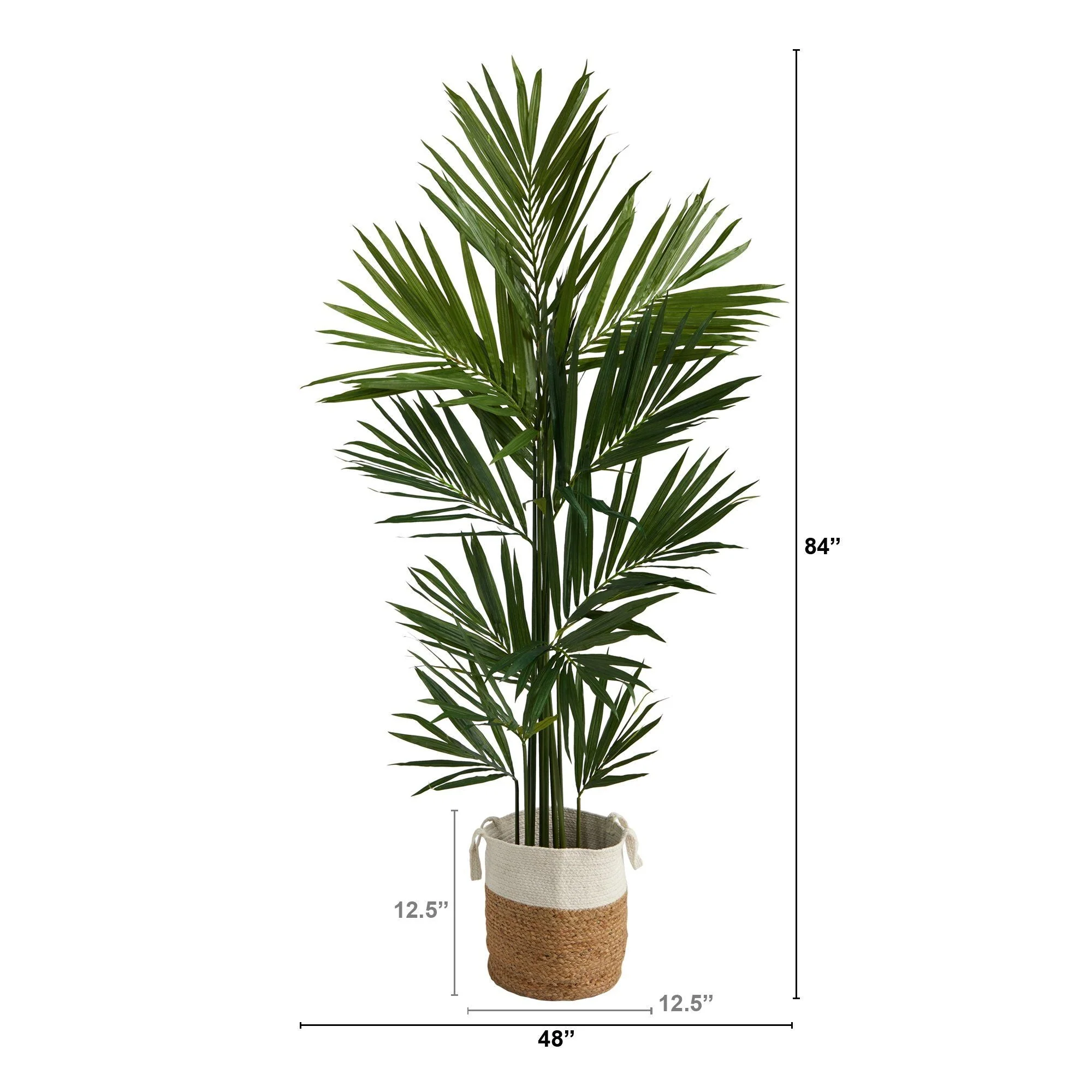 7’ Kentia Artificial Palm in Handmade Natural Jute and Cotton Planter - Image 2