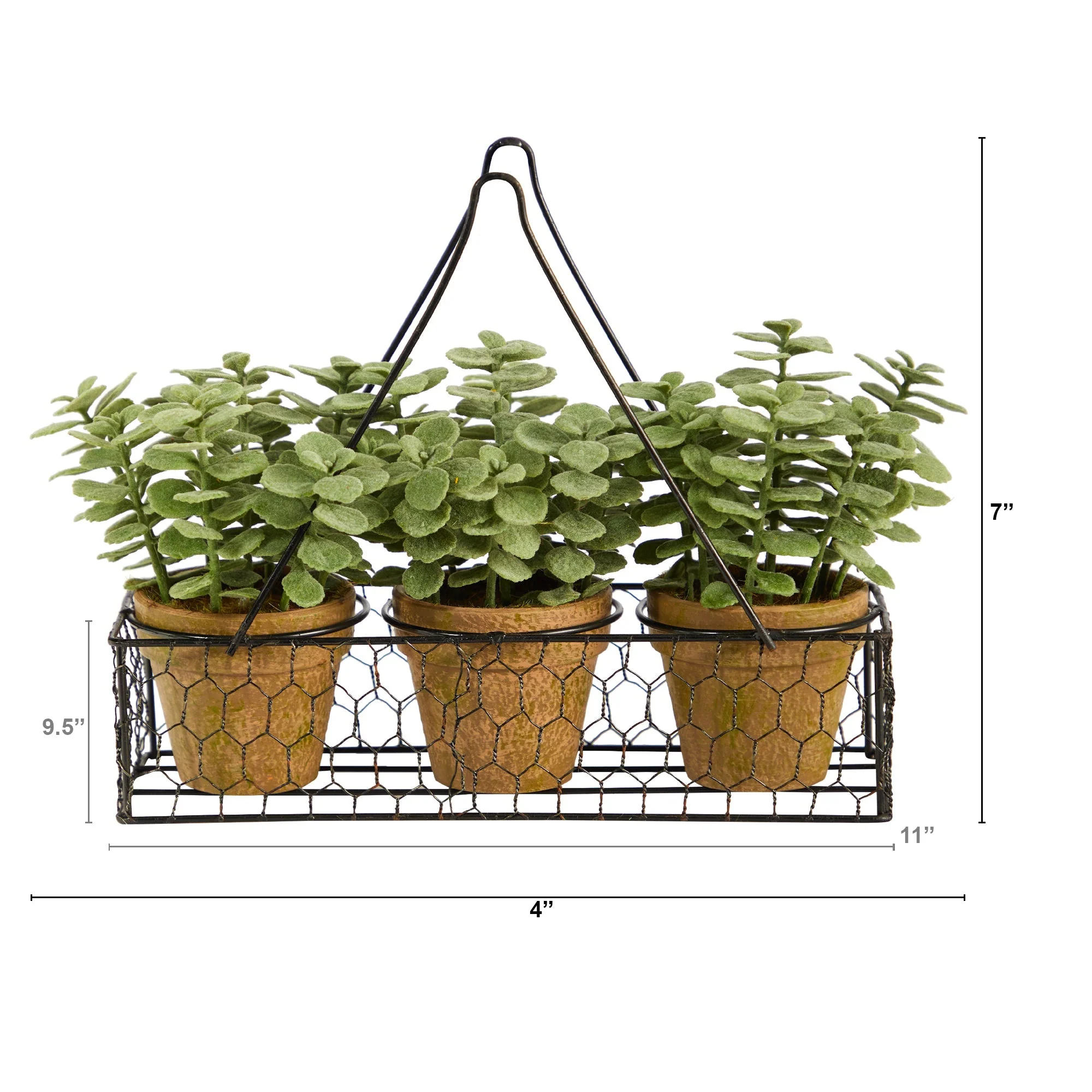 7” Mini Jade Garden Artificial Plant in Hanging Planter - Image 2