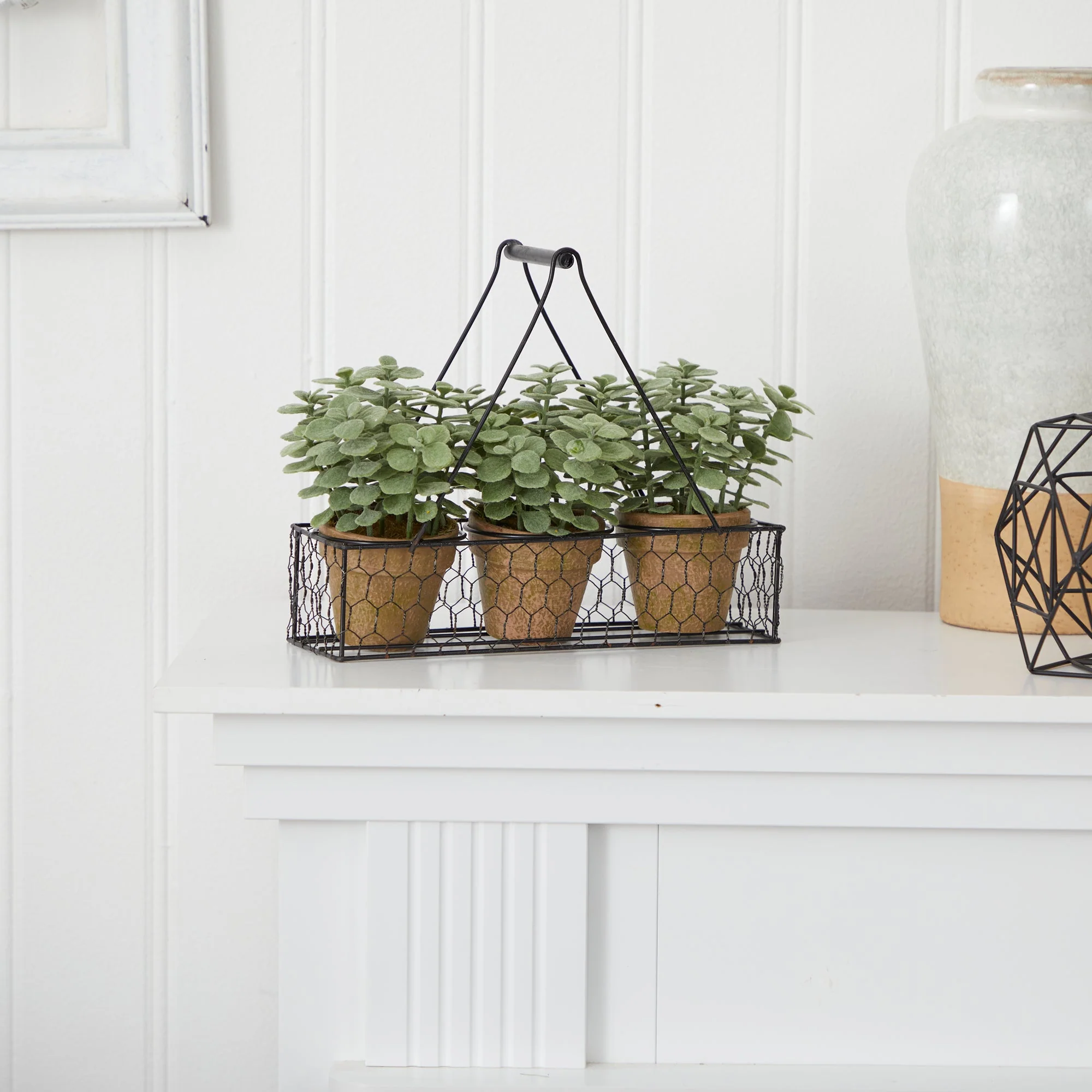 7” Mini Jade Garden Artificial Plant in Hanging Planter - Image 3