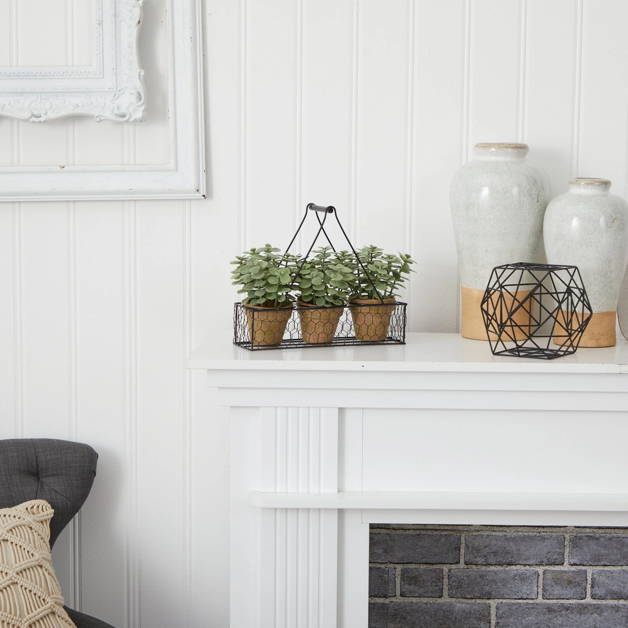 7” Mini Jade Garden Artificial Plant in Hanging Planter - Image 4