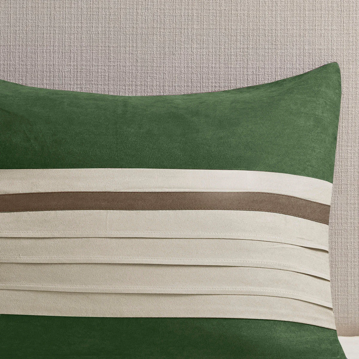 7 PC Faux Suede Comforter Set Green Queen - Image 10